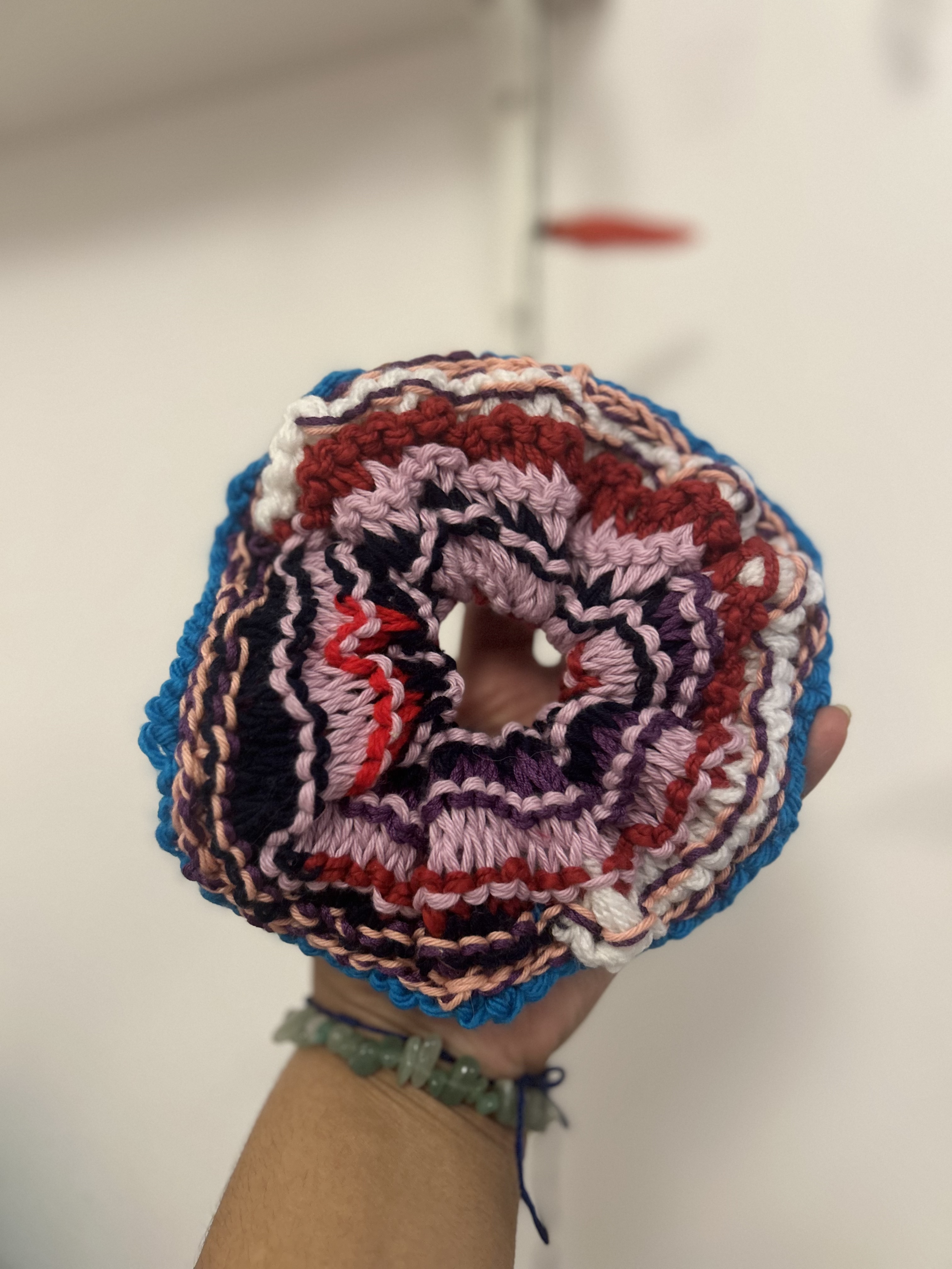 Multicoloured Hand Knit Scrunchies