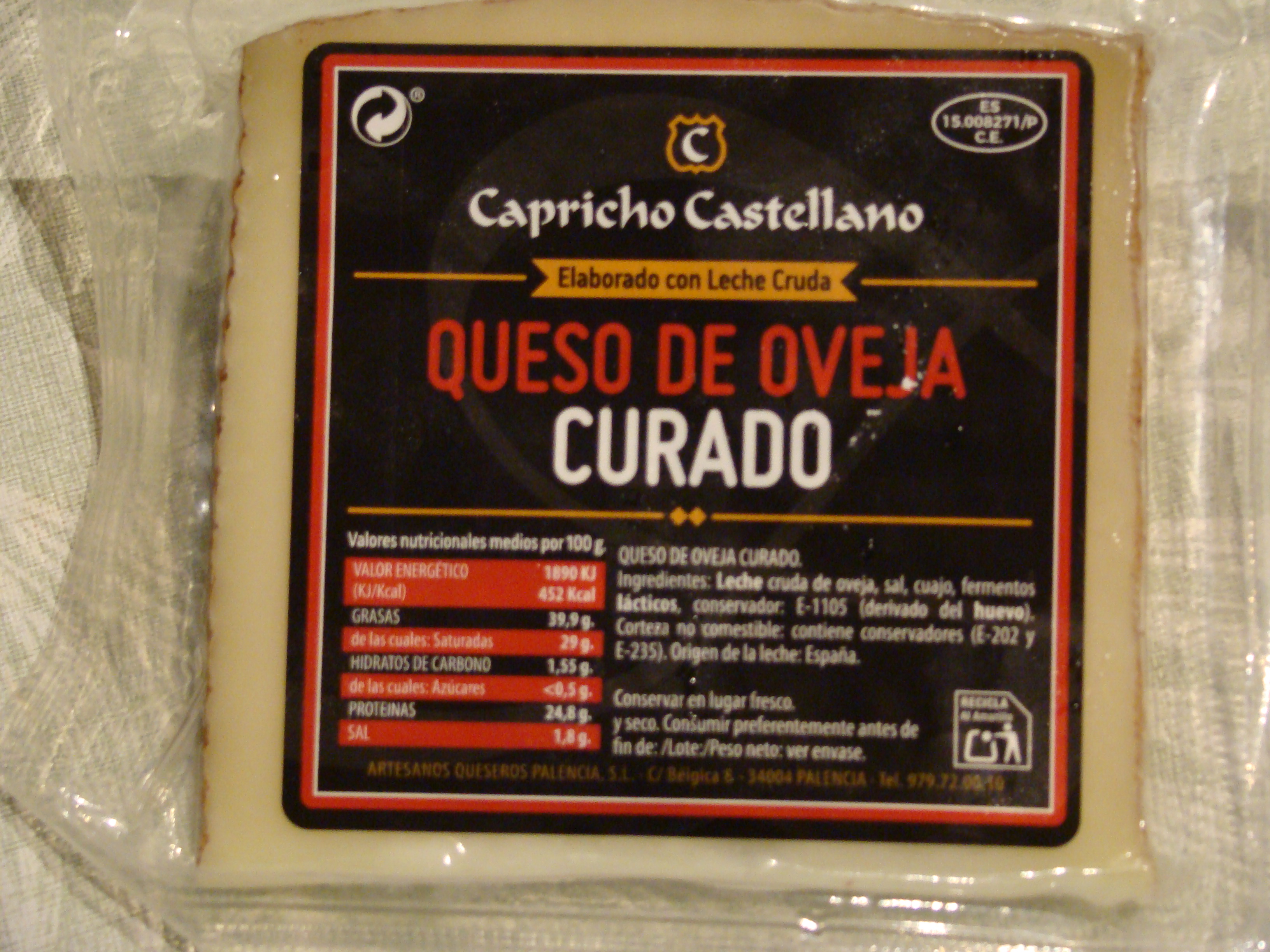 Queijo de ovelha curado Capricho Castellano cunha 200g