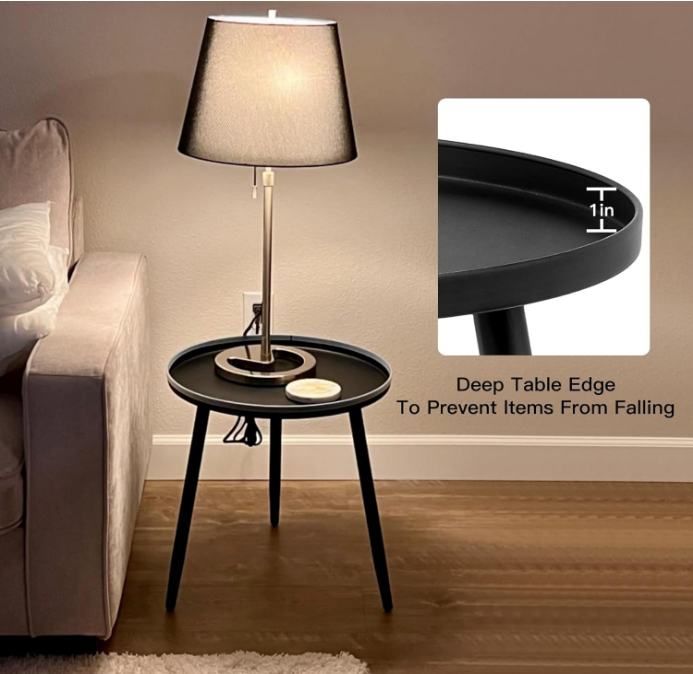 Decent End/Side Tables - Small Round Accent Table, Metal Black Narrow Night Stands with 3 Legs, Ideal for Any Room-Side Tables Living Room, Bedroom, Tall Plant Stand Balcony, Indoor & Outdoor