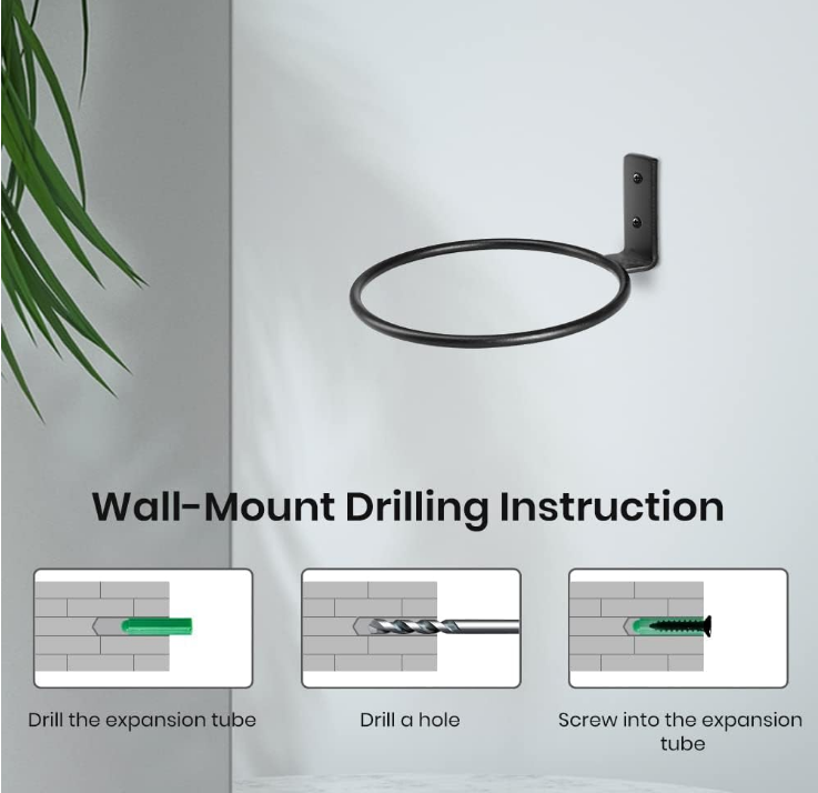 TreeLen 6 inch Flower Pot Holders for Outside,3 Pack Heavy Duty Flower Pot Ring Wall Bracket for Plant Pots Indoor Outdoor,Black