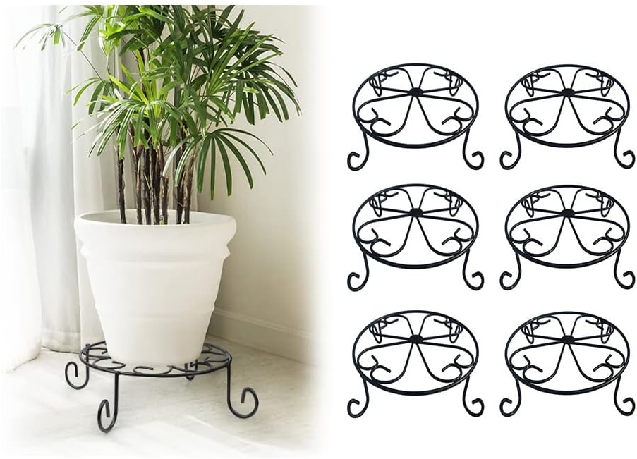 Plant Stand 10 inch Black Potted Plant Stand, Flower Pot Rack Holder, 6 Pack