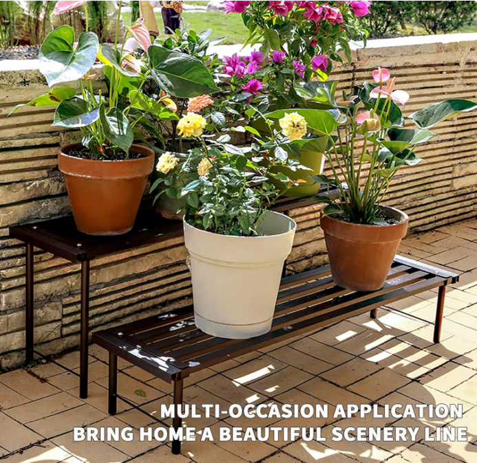 Metal Plant Stands, Rust-proof Aluminum Flower Pot Stand, Plants Display Stands Decoration Racks for Living Room Balconies and Gardens (120 Ebony)