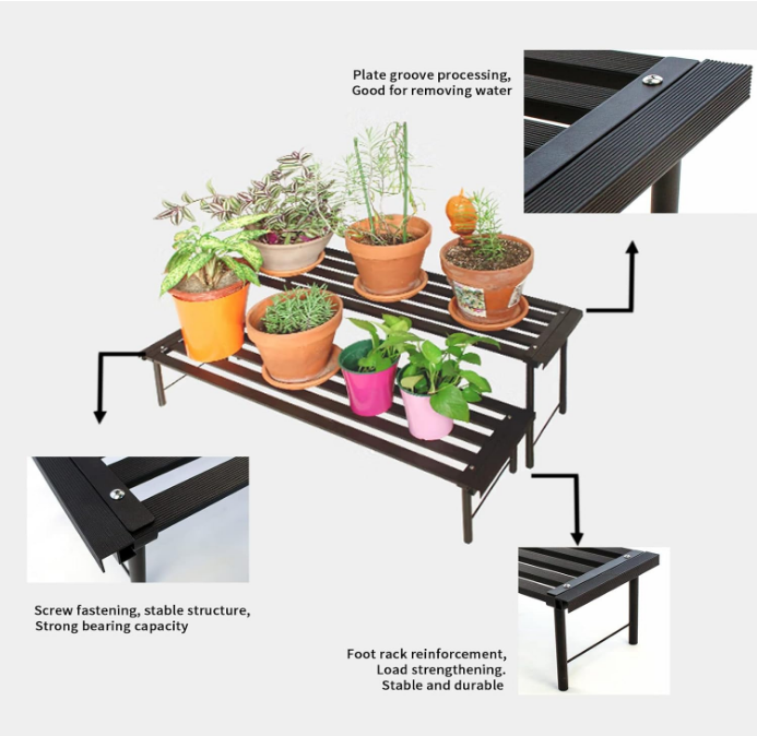 Metal Plant Stands, Rust-proof Aluminum Flower Pot Stand, Plants Display Stands Decoration Racks for Living Room Balconies and Gardens (120 Ebony)