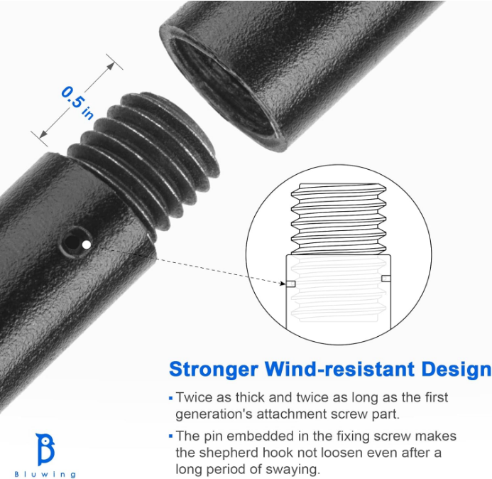 48 Inches Outdoor Shepherd Hook with 5 Prong Base (2 Packs), Stand Pole for Humming Bird Feeder, Adjustable Freestanding Hanger Base for Flower Planter