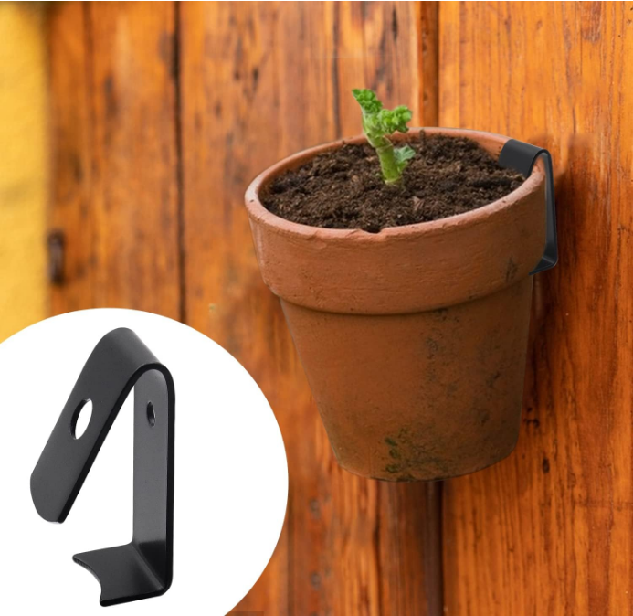 10 Pack Plant Pot Latch Hangers, Holds 3.5" to 8" Standard Terra Cotta Clay Flower Pot (Black)