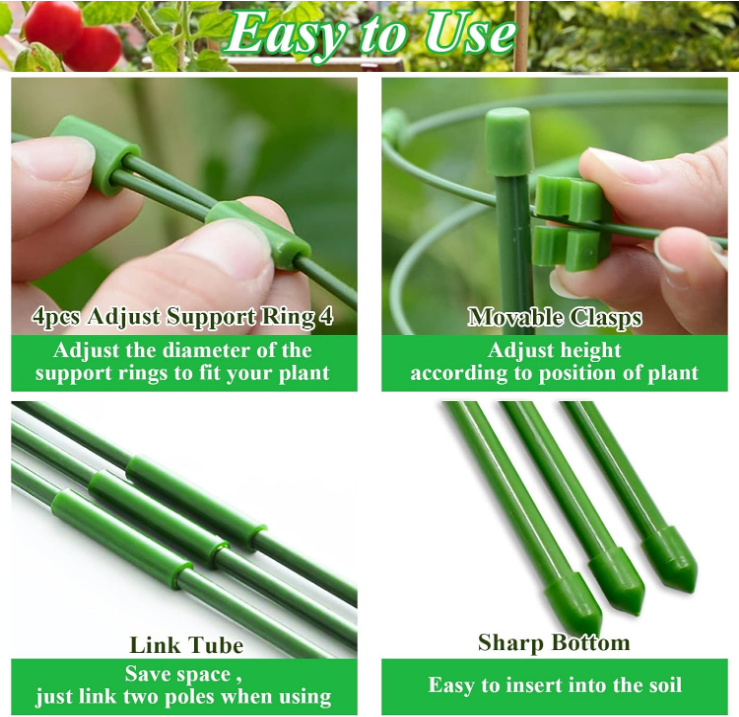 6 Packs 36inch Plant Support Cages with 3 Adjustable Support Rings- Large Tomato Cage for Pots Plant Holder for Home Garden Balcony for Orchids, Tomato, Vegetables, Flowers, Climbing Plants