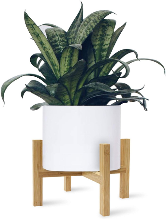 Bamboo Plant Stand, Flower Potted Holder, up to 8 Inch Pot - Nature, Mid Century Modern (Pot Not Included)