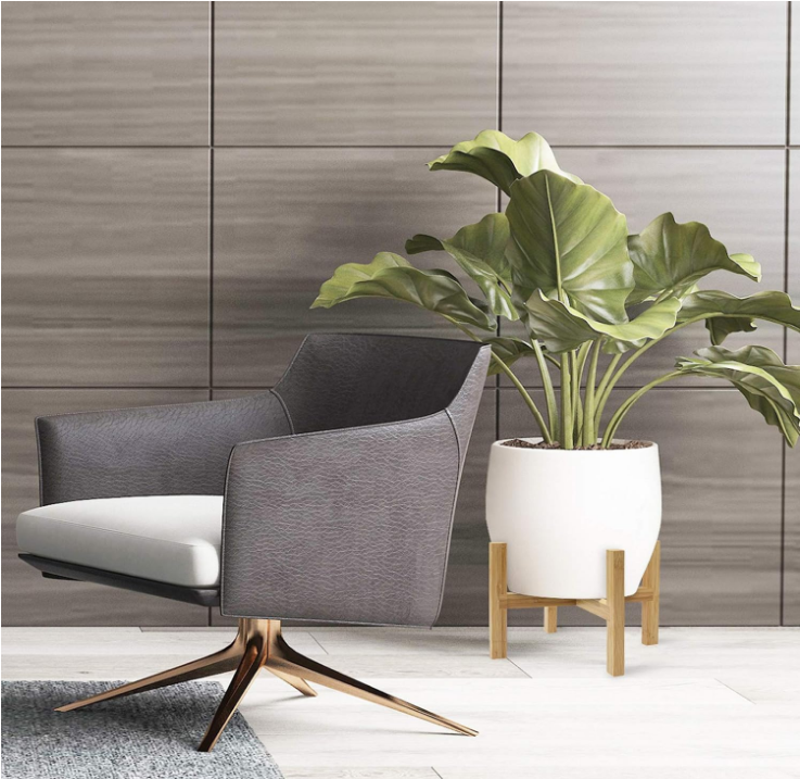 Bamboo Plant Stand, Flower Potted Holder, up to 8 Inch Pot - Nature, Mid Century Modern (Pot Not Included)