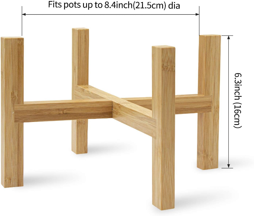 Bamboo Plant Stand, Flower Potted Holder, up to 8 Inch Pot - Nature, Mid Century Modern (Pot Not Included)