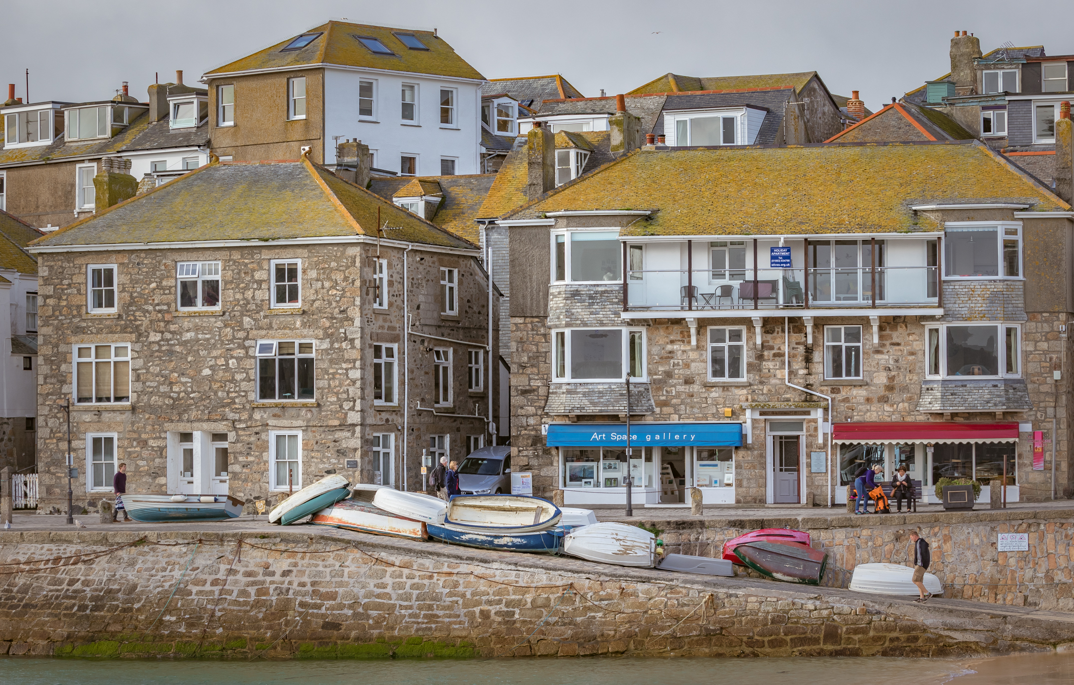 Stacked Boats And Coastal Walks Greeting Card 