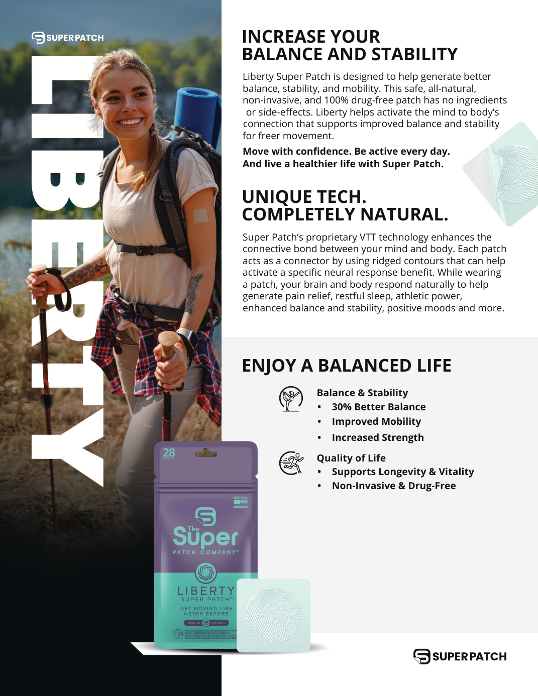 LIBERTY Super Patch – 28 Patches for Mobility, Balance & Stability – Single Pack
