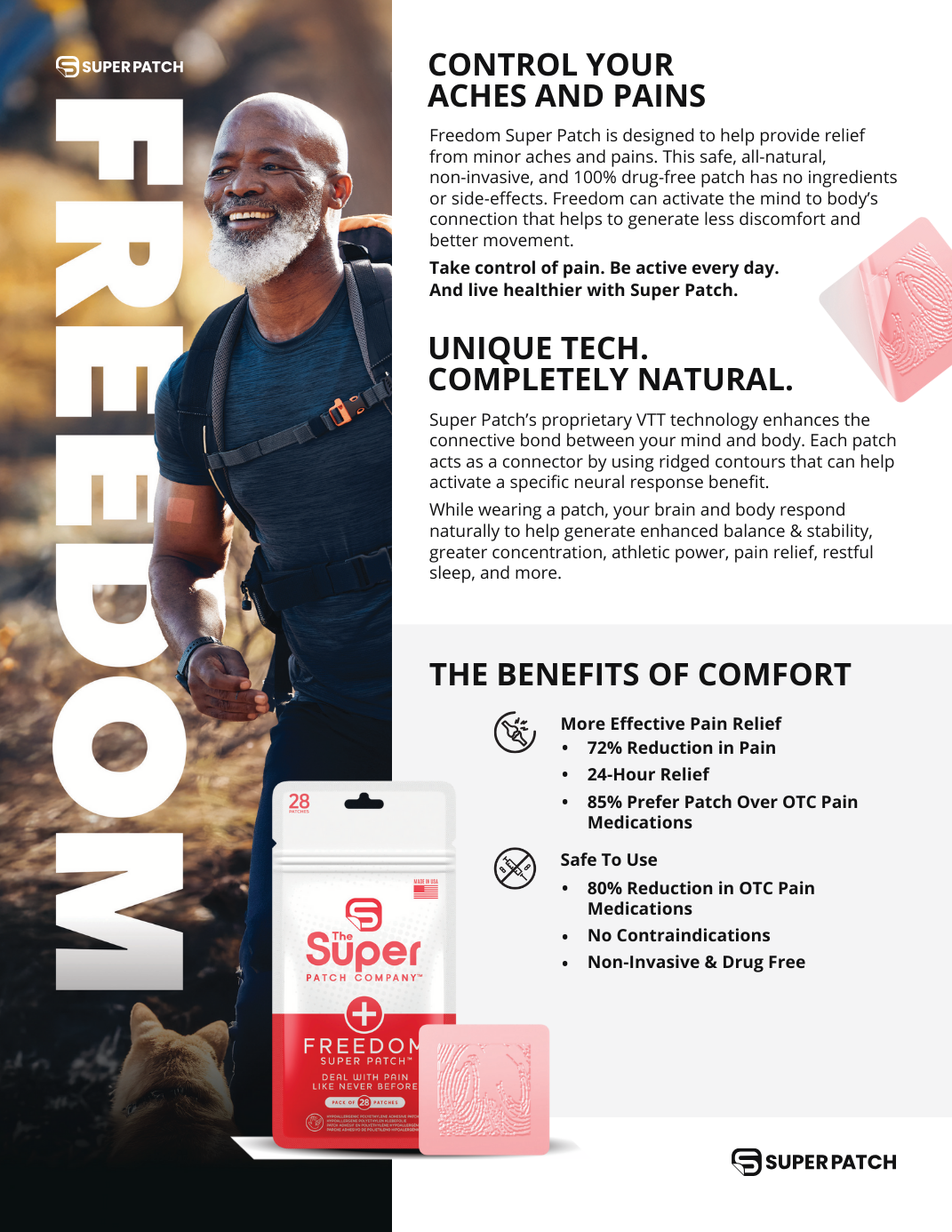 Freedom Super Patch – 28 Patches for Pain Relief – Single Pack