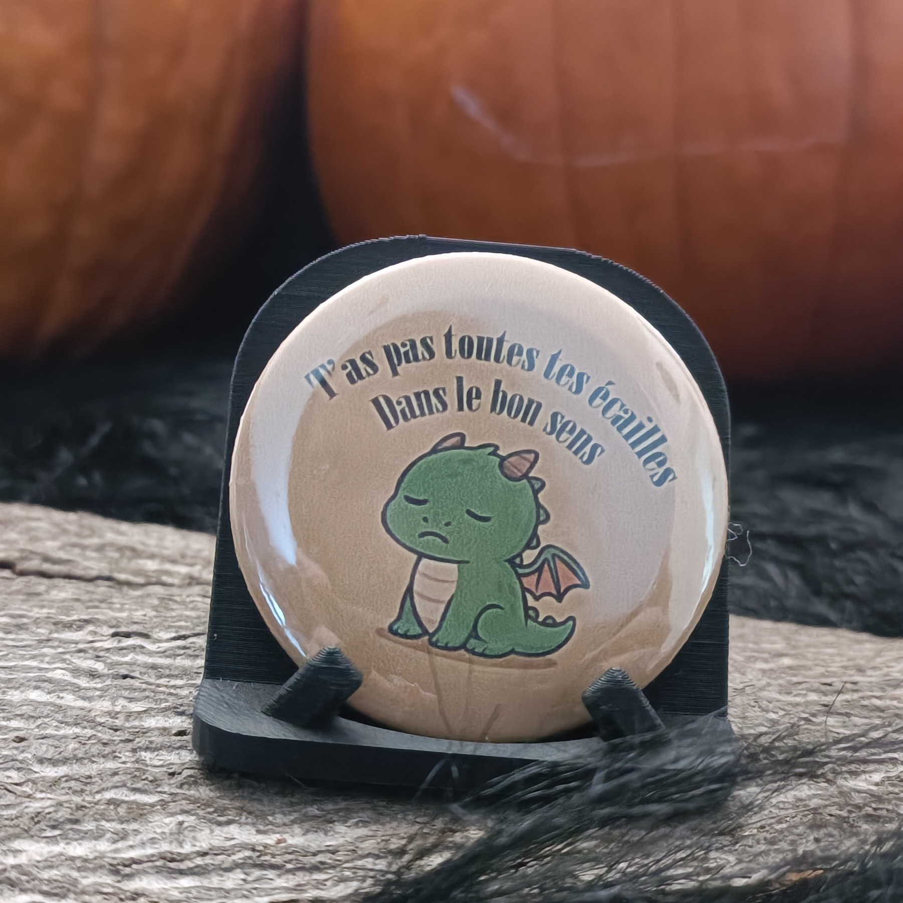 Badge "T'as pas toutes tes écailles dans le bon sens"