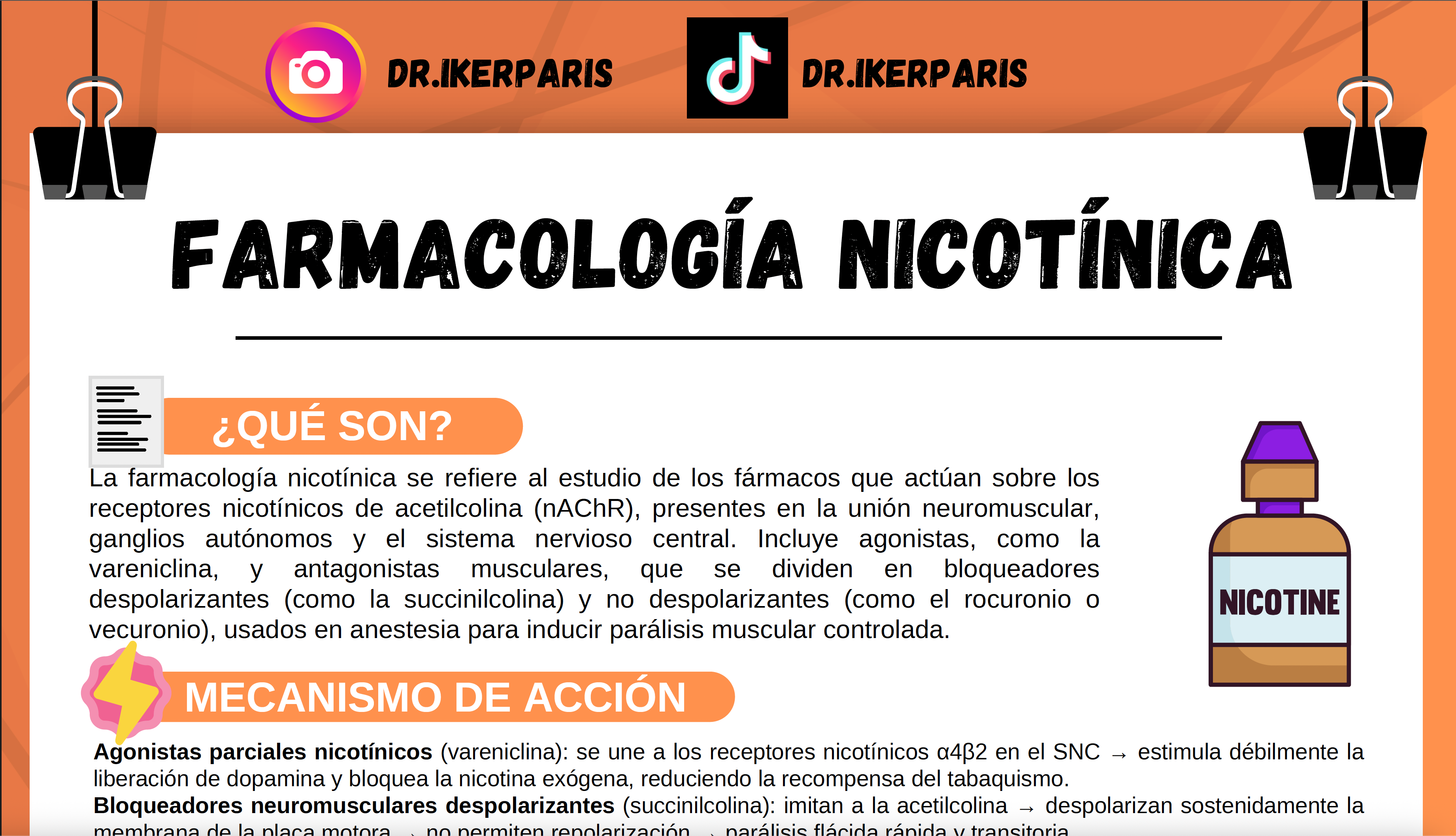 Paquete Flashcards Farmacología nicotínica