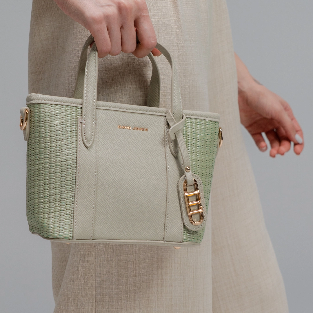Sac à main tissé vert menthe DAVID JONES