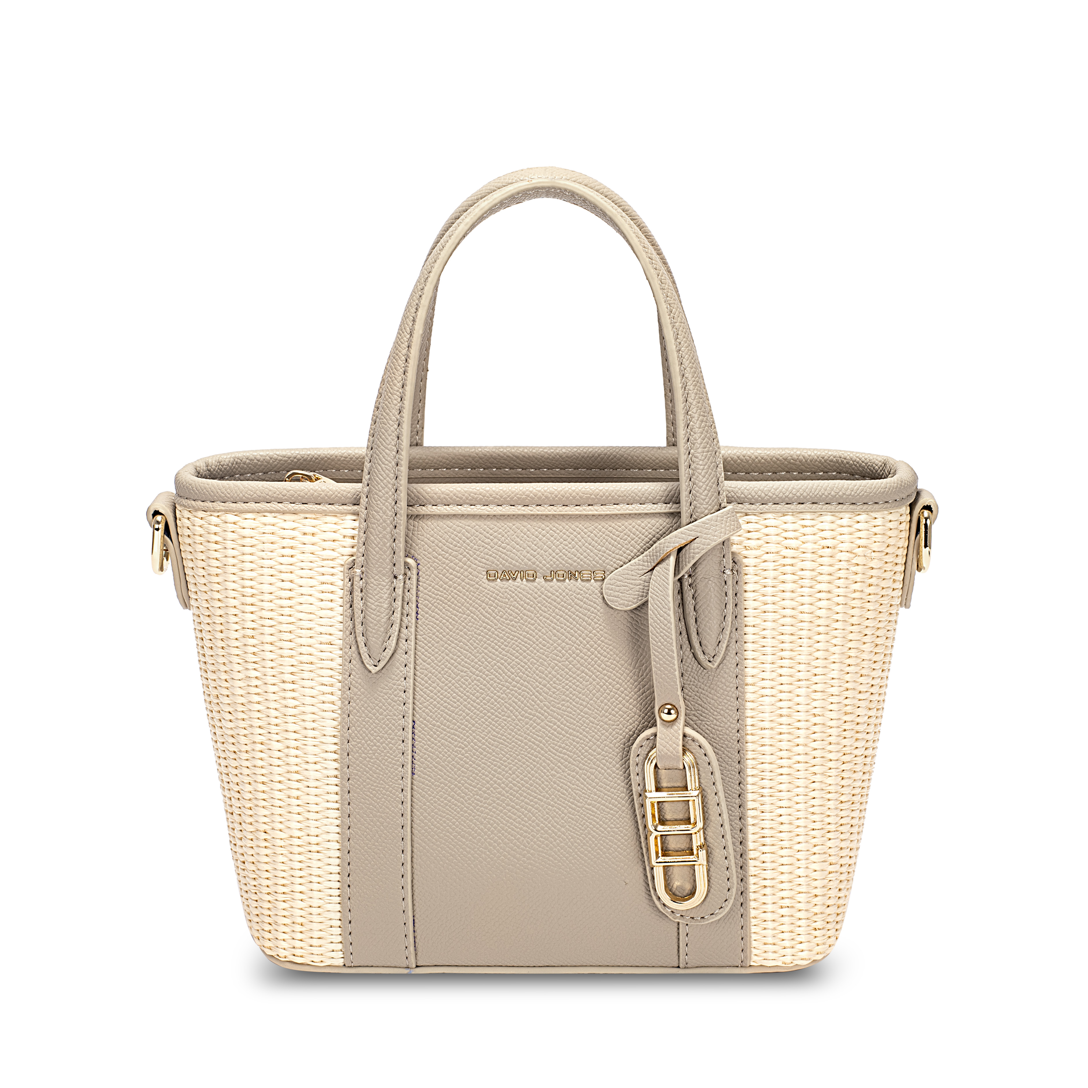 Sac à main tressé élégant couleur taupe DAVID JONES