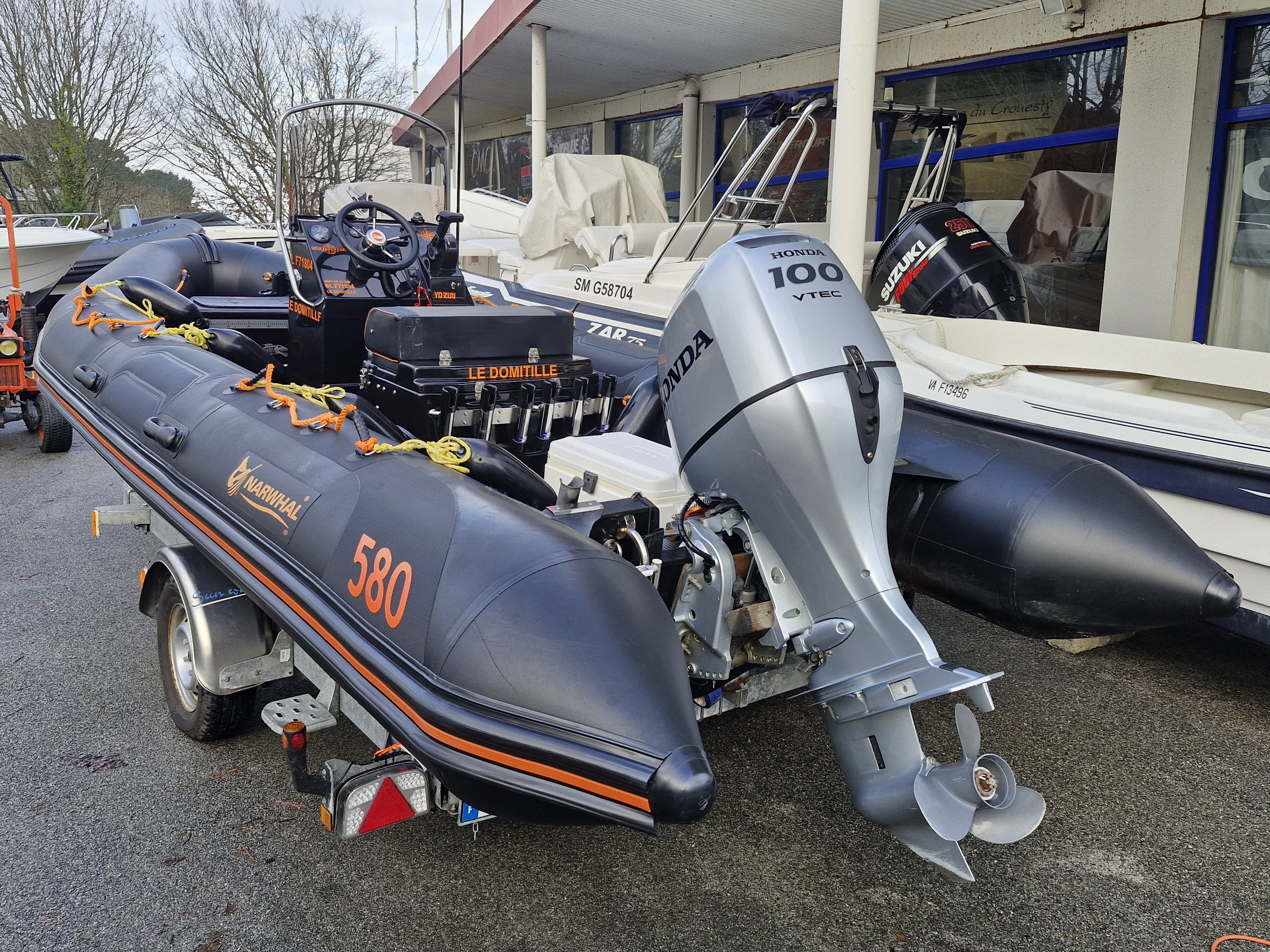 Narwhal HD 580 100cv Honda remorque Sun Way immergeable état quasi parfait
