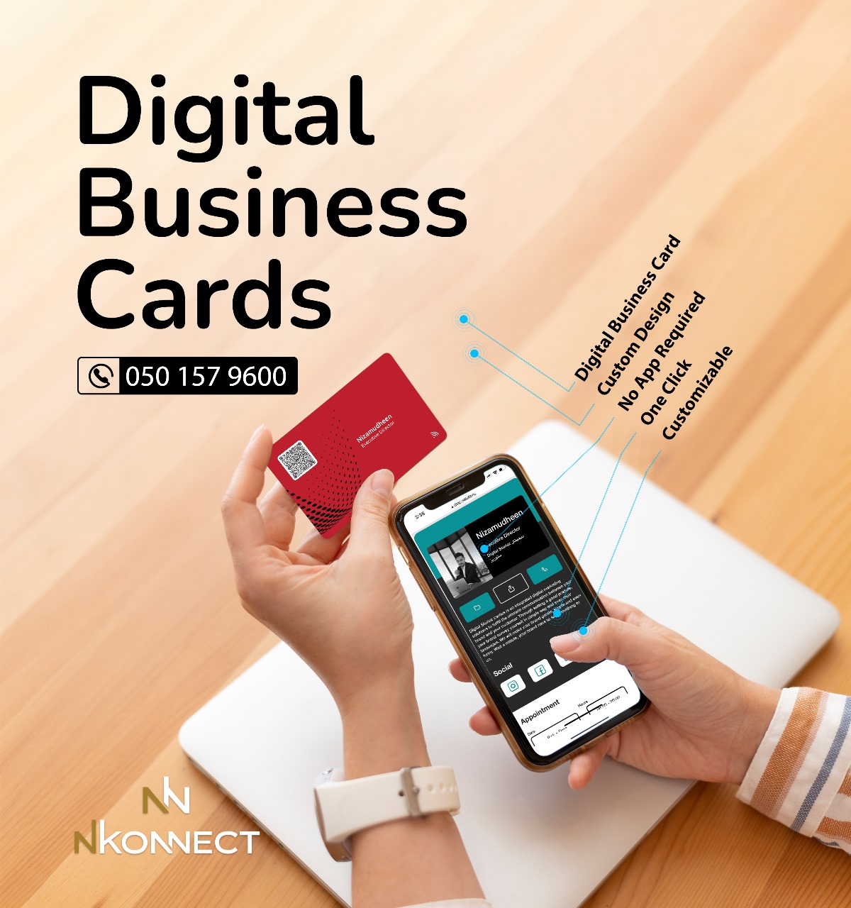 Digital Business Card Editable wiht Username and Password NFC