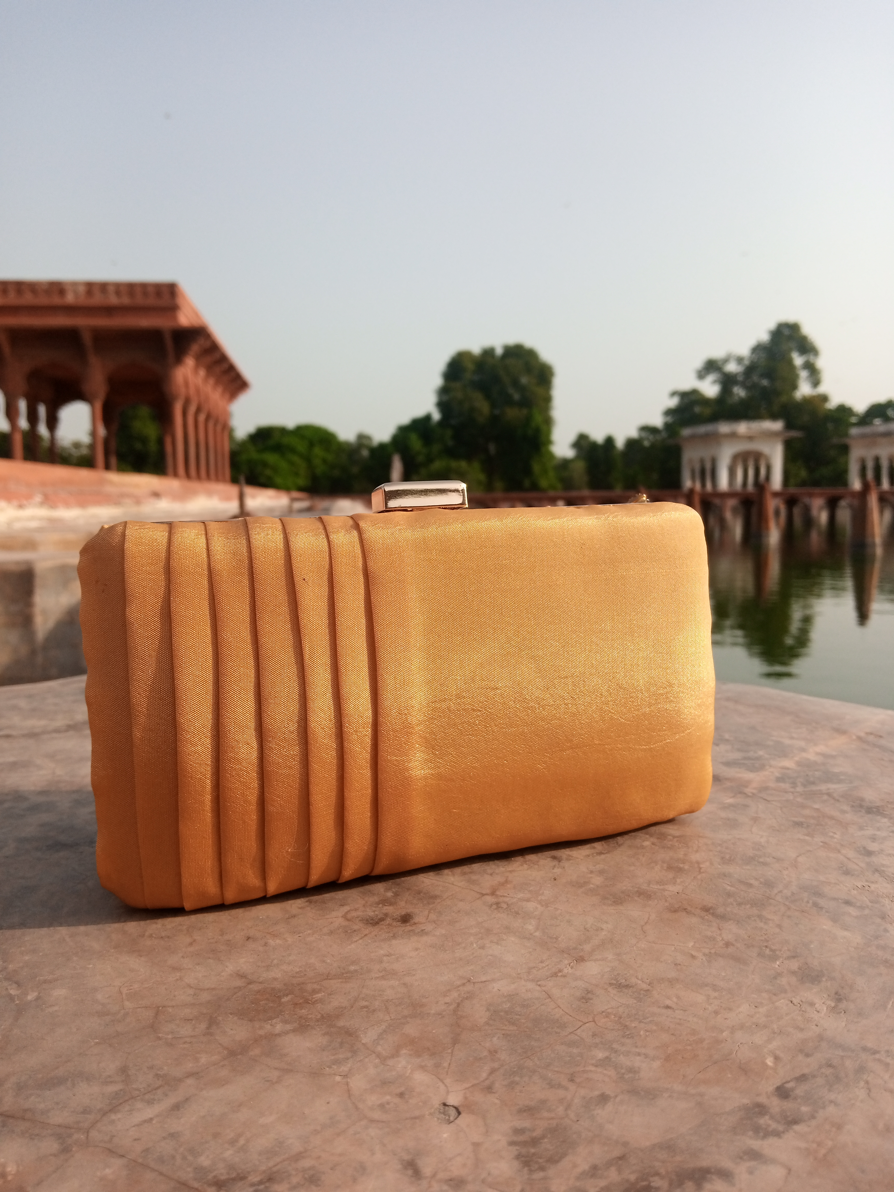 Ochre floral clutch 