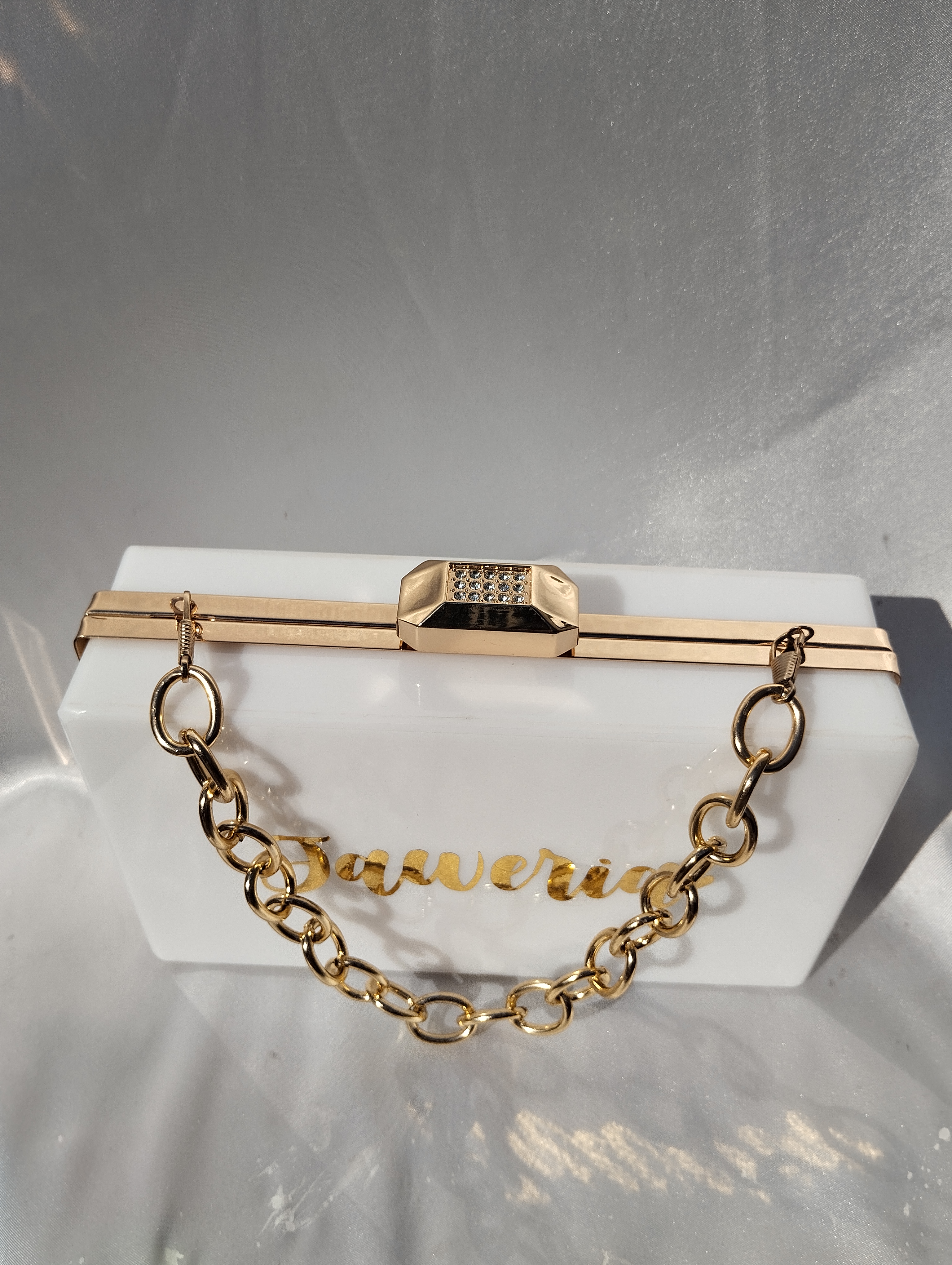 Personalized Acrylic Clutch White