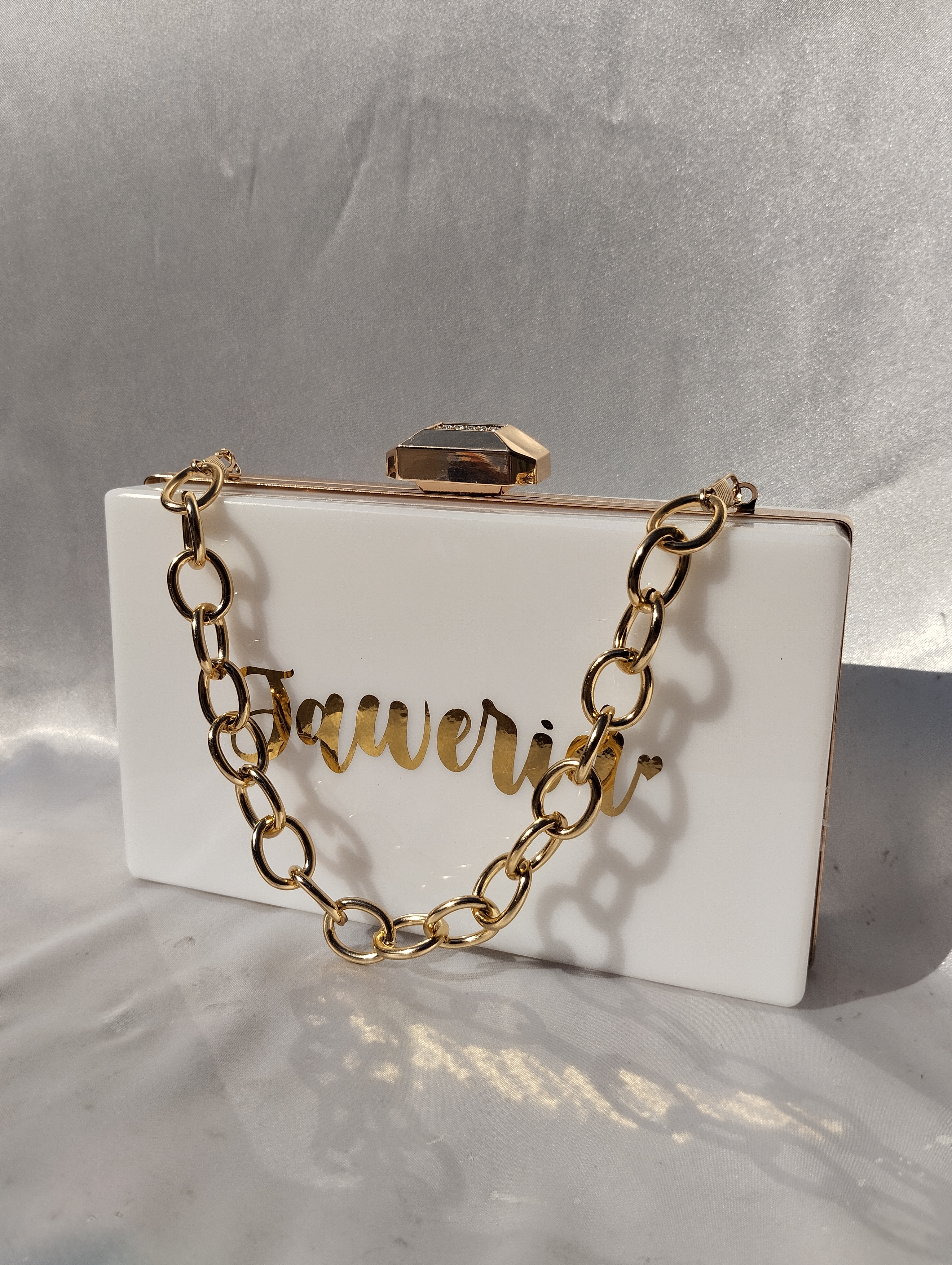 Personalized Acrylic Clutch White