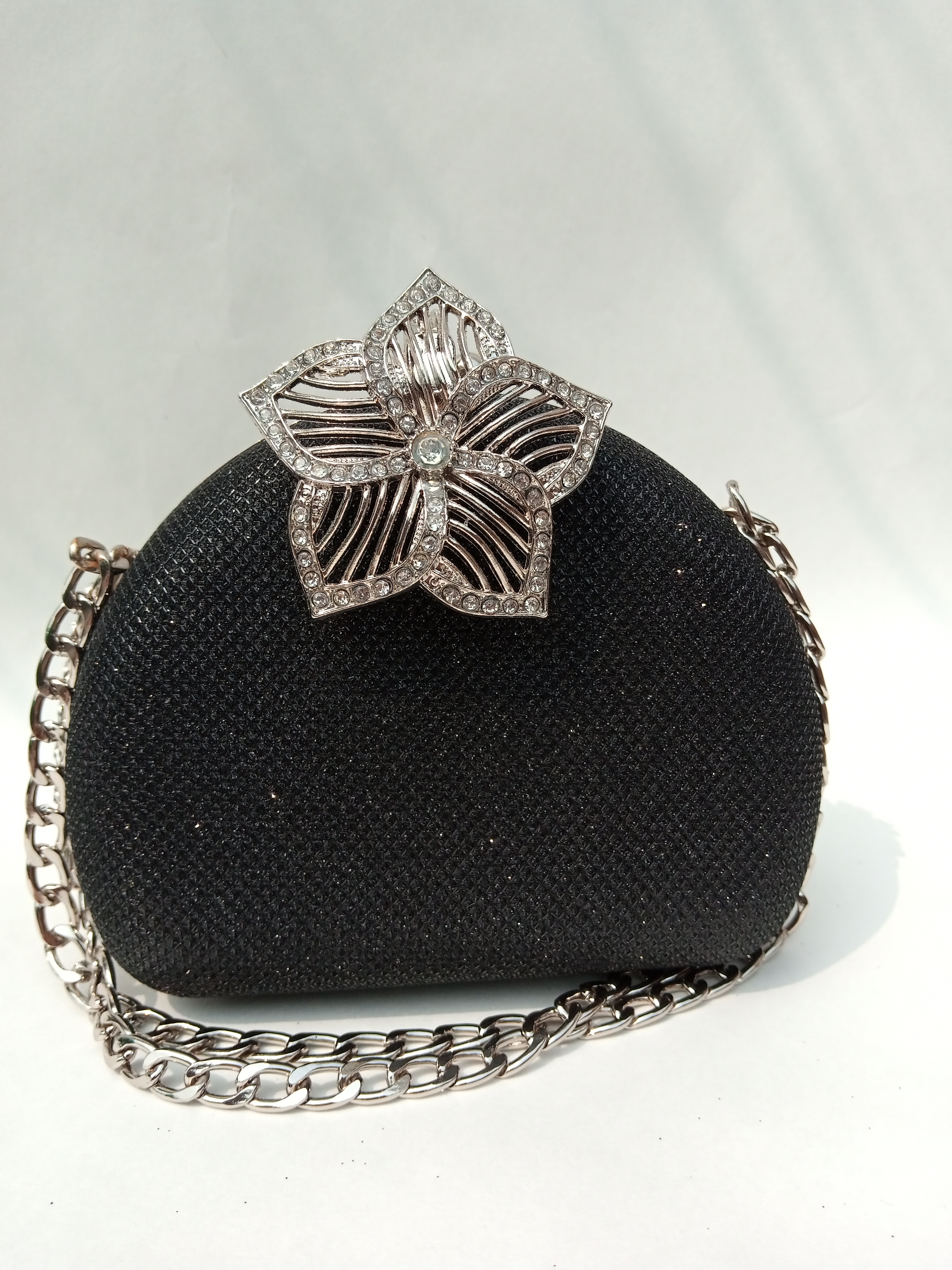 Silver Flower Clutch