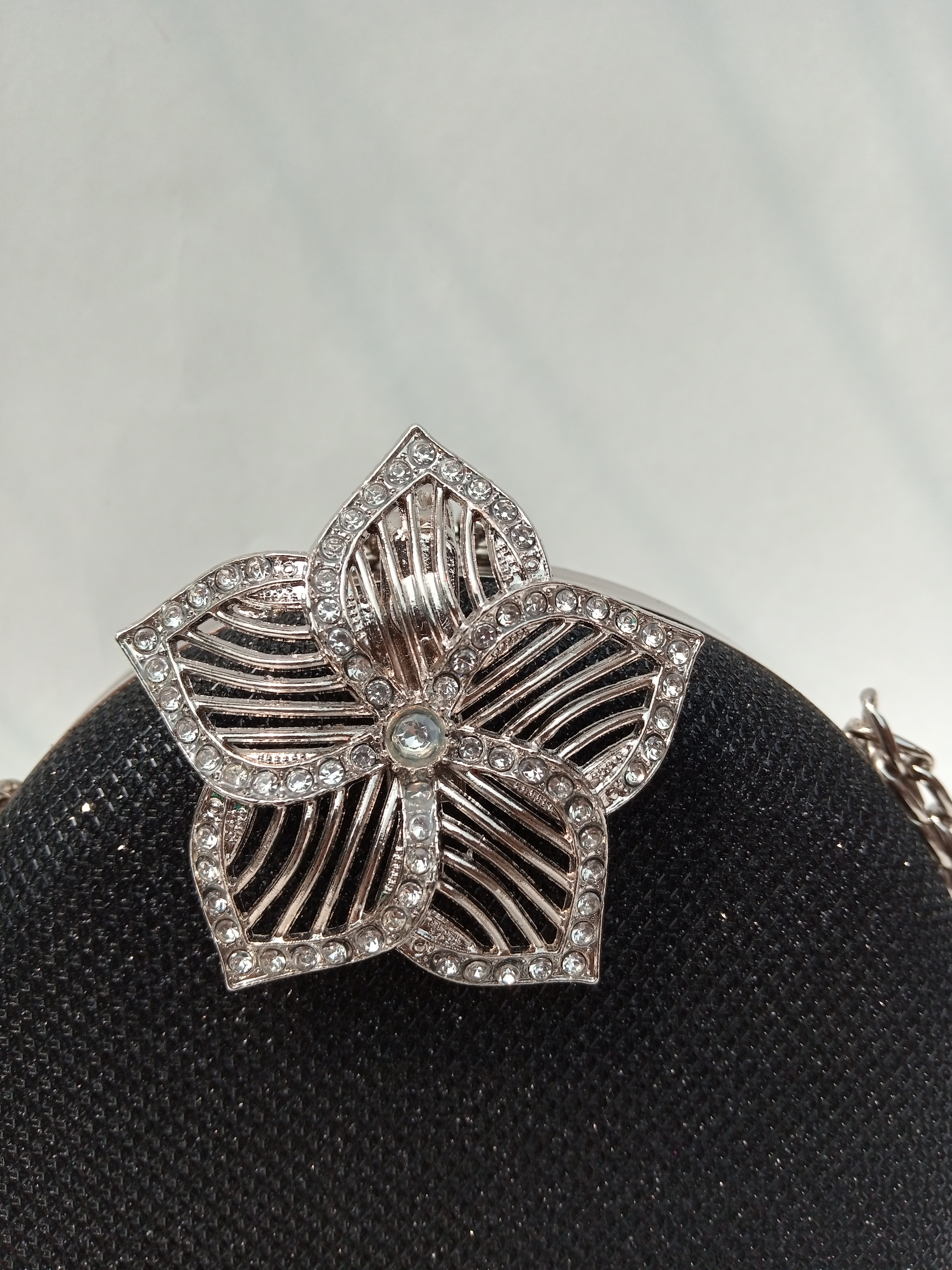 Silver Flower Clutch