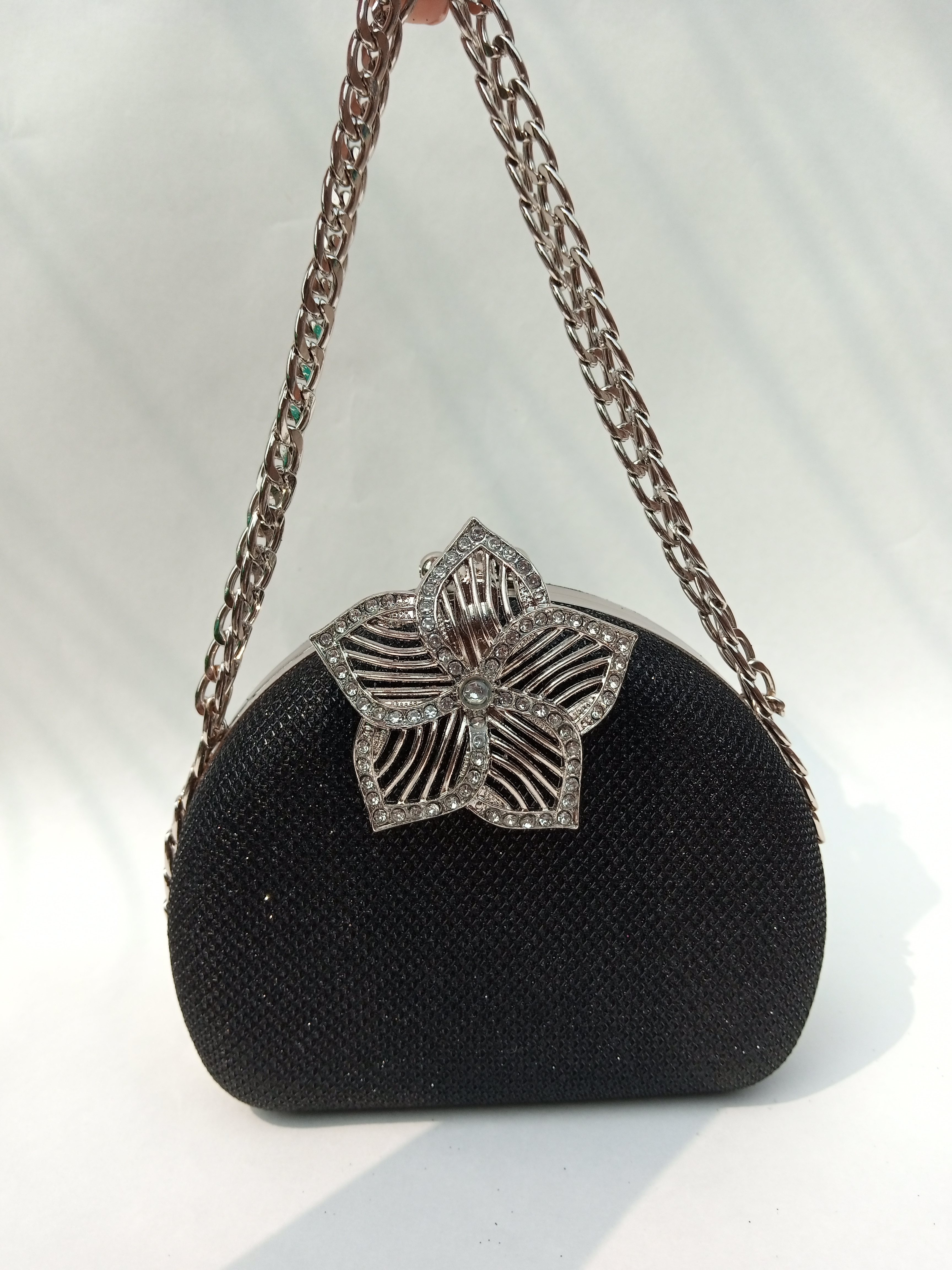 Silver Flower Clutch