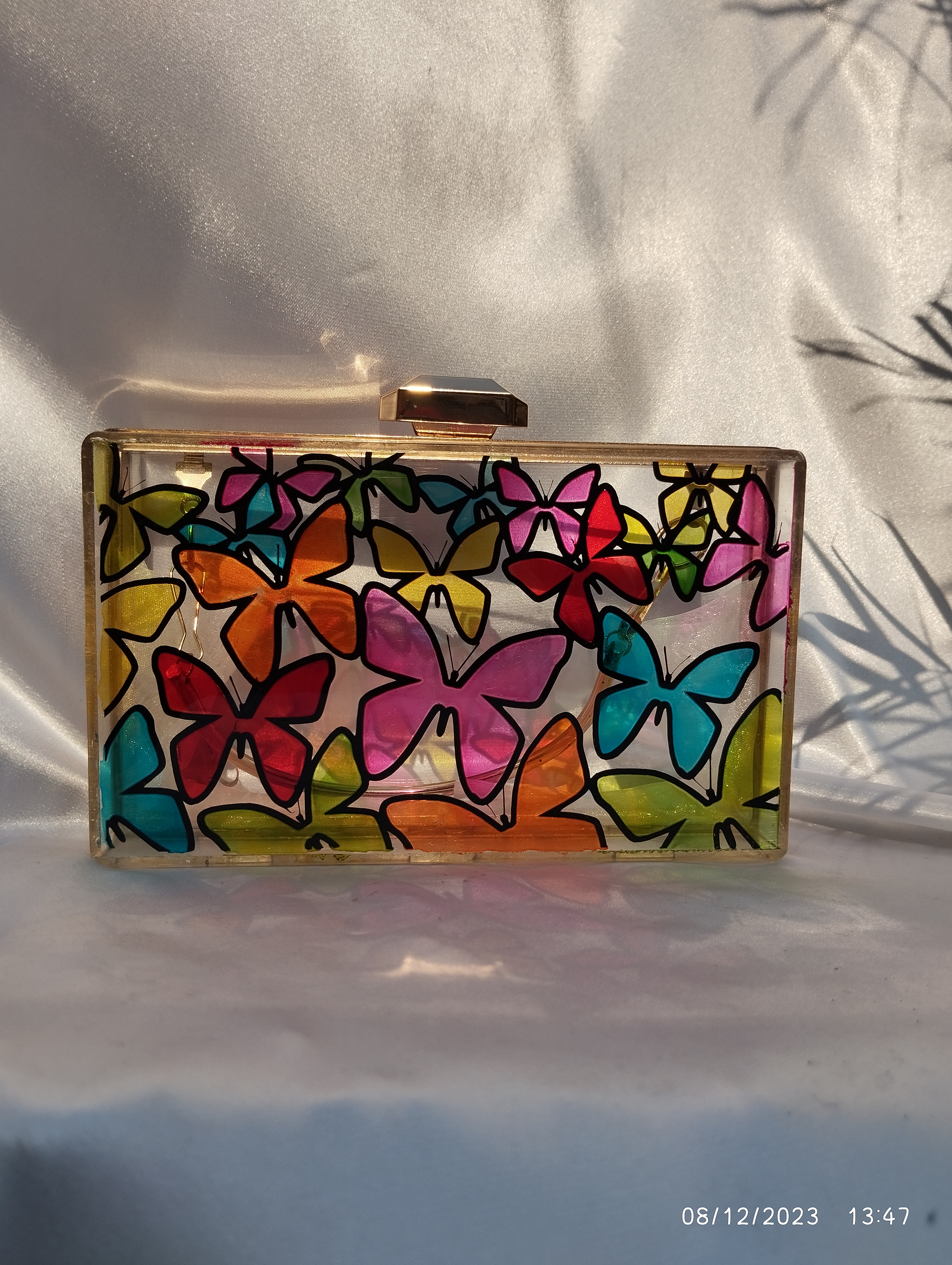 Painted Butterfly Acrylic Clutch