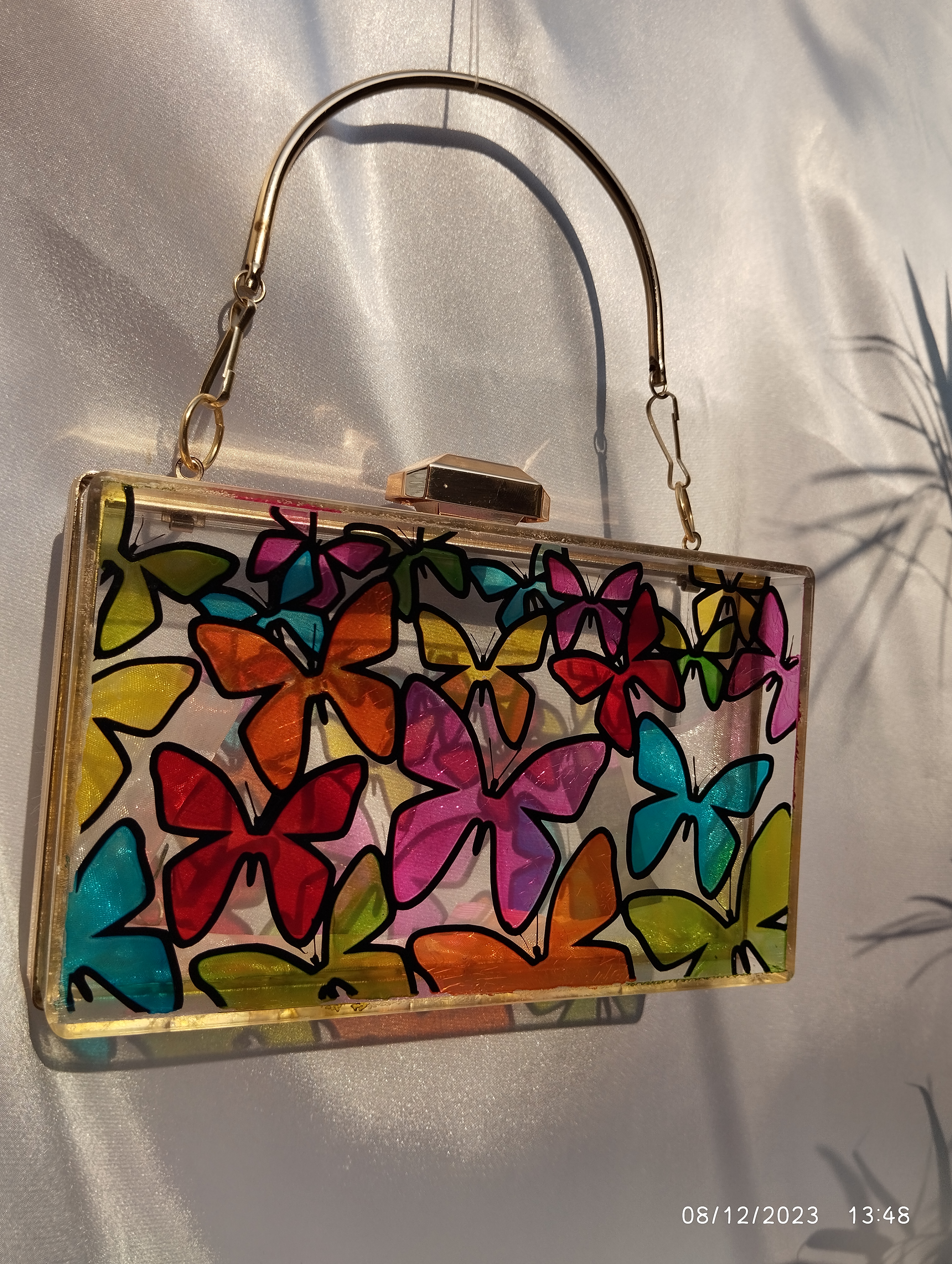Painted Butterfly Acrylic Clutch