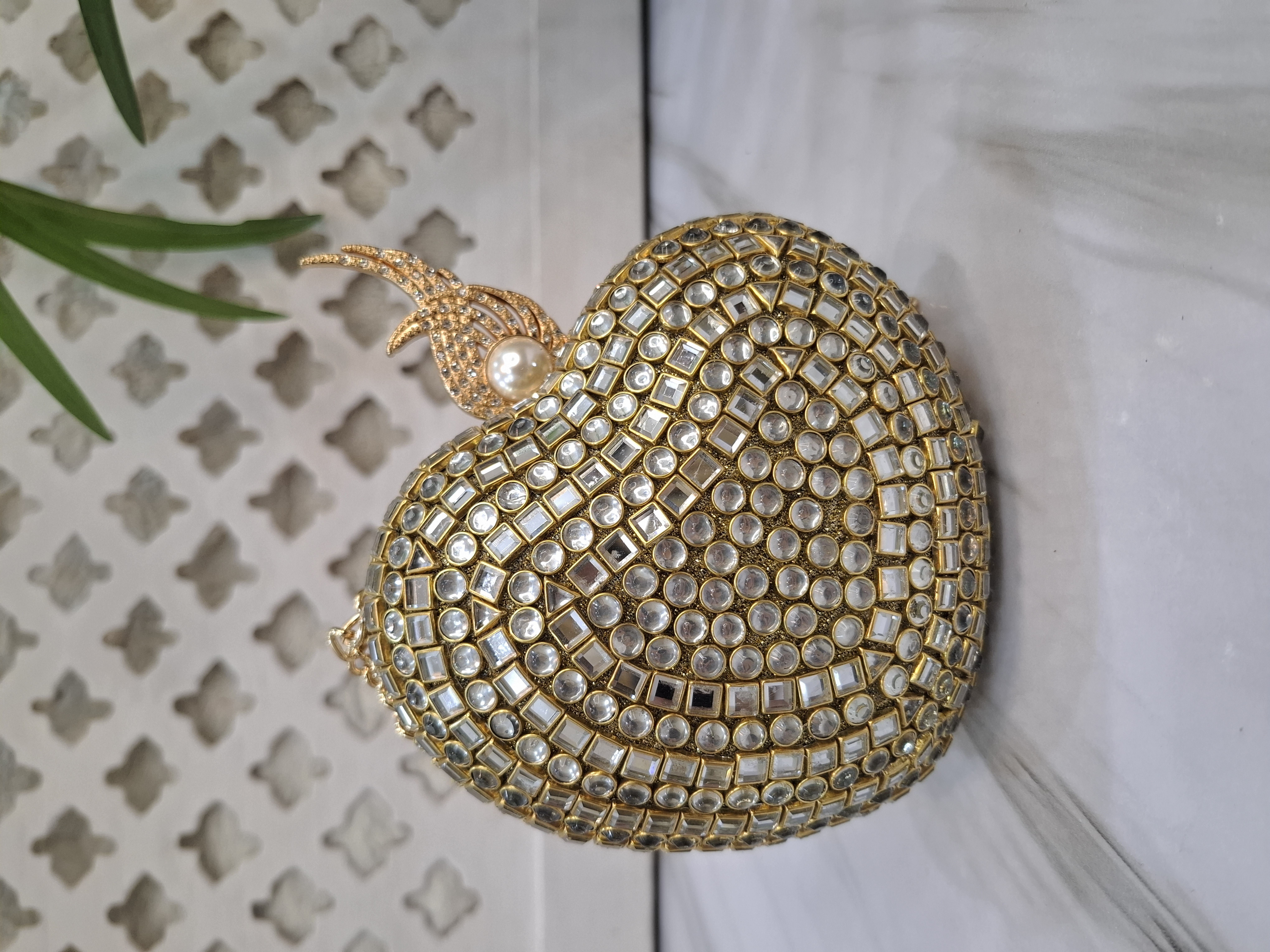 Heart Kundan Clutch