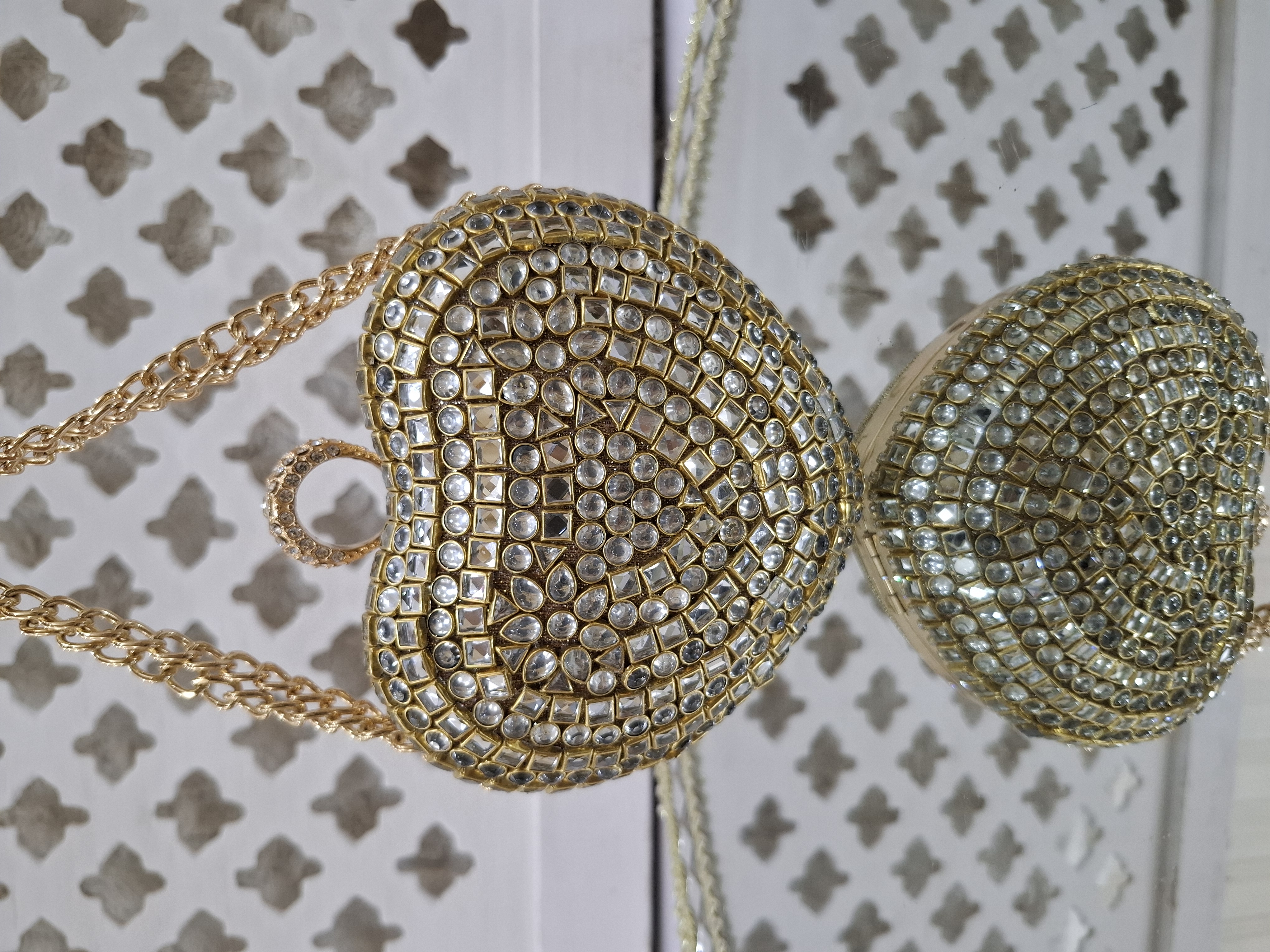 Heart Kundan Clutch