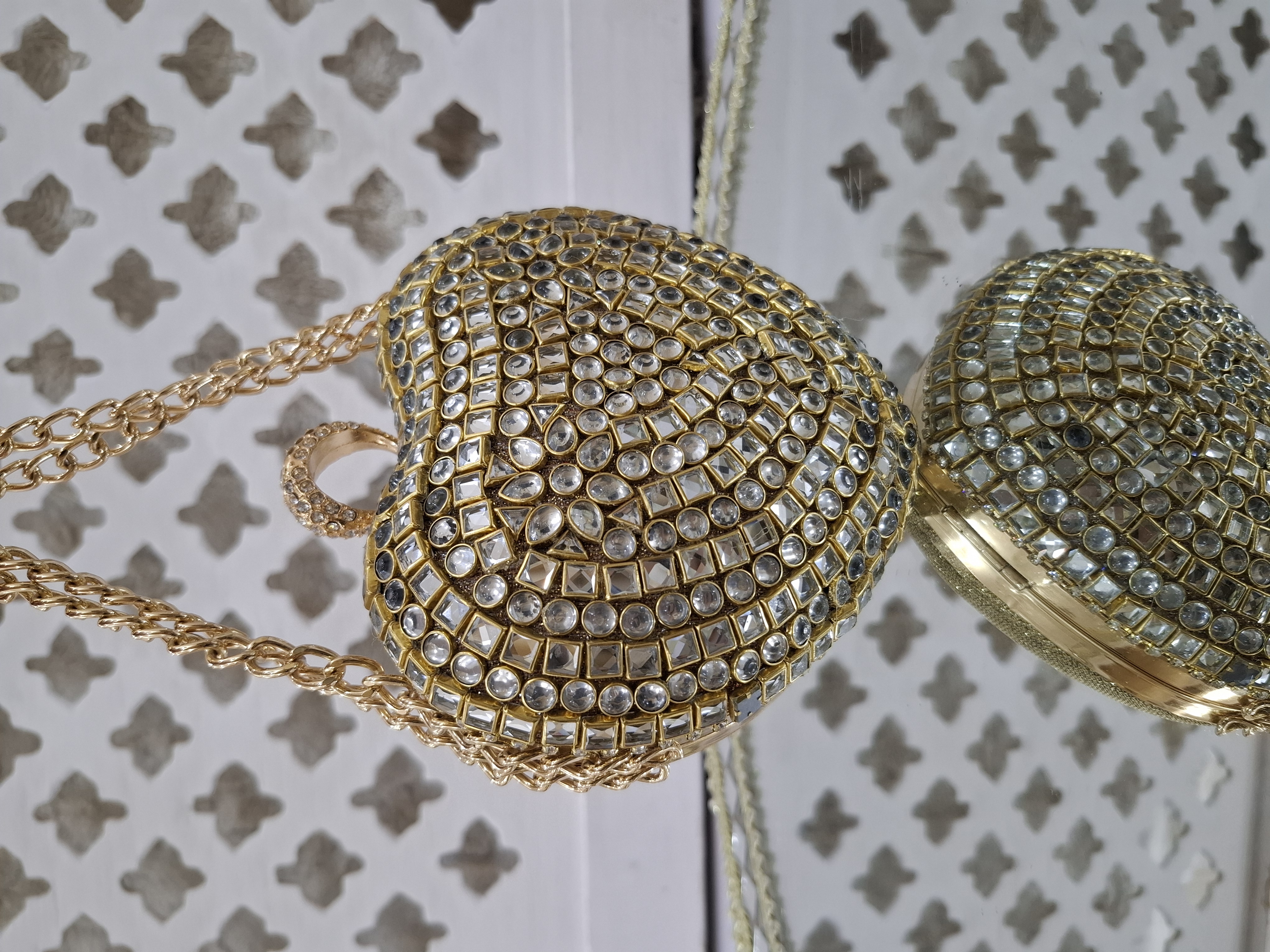 Heart Kundan Clutch