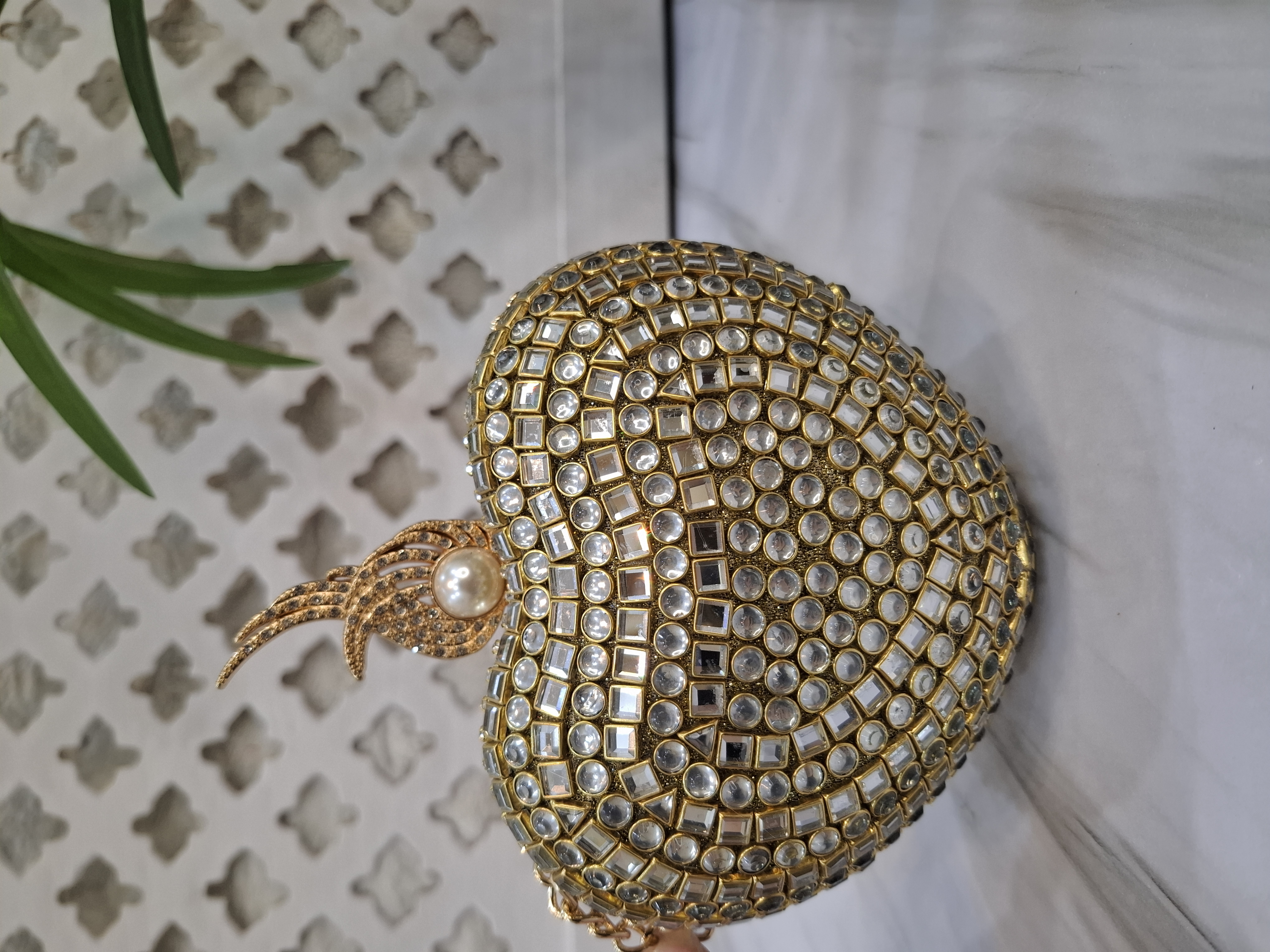 Heart Kundan Clutch