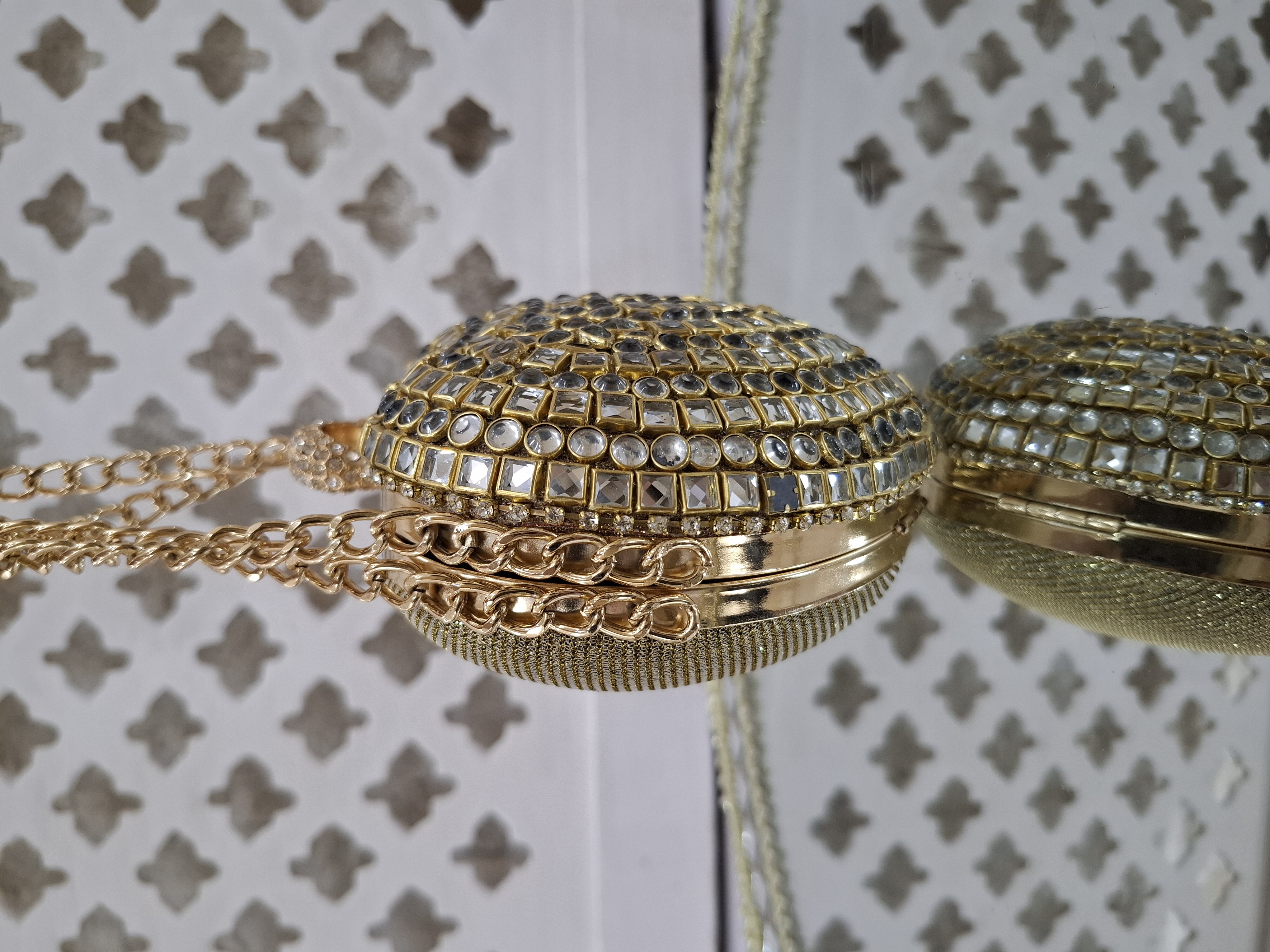 Heart Kundan Clutch