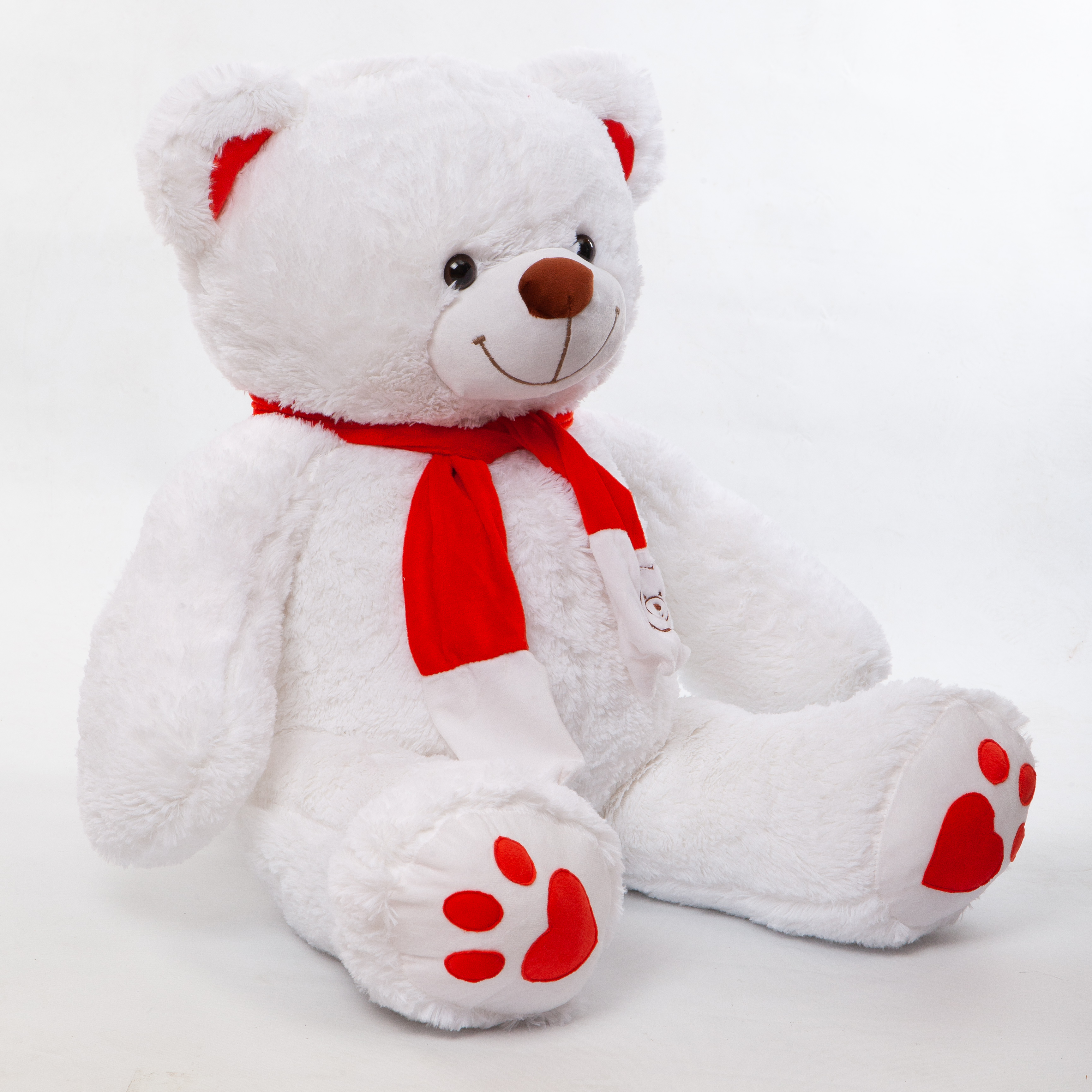 Meškinas Martynas (Martin) su raudona spalva (ausytė, pėdos, šalikas)