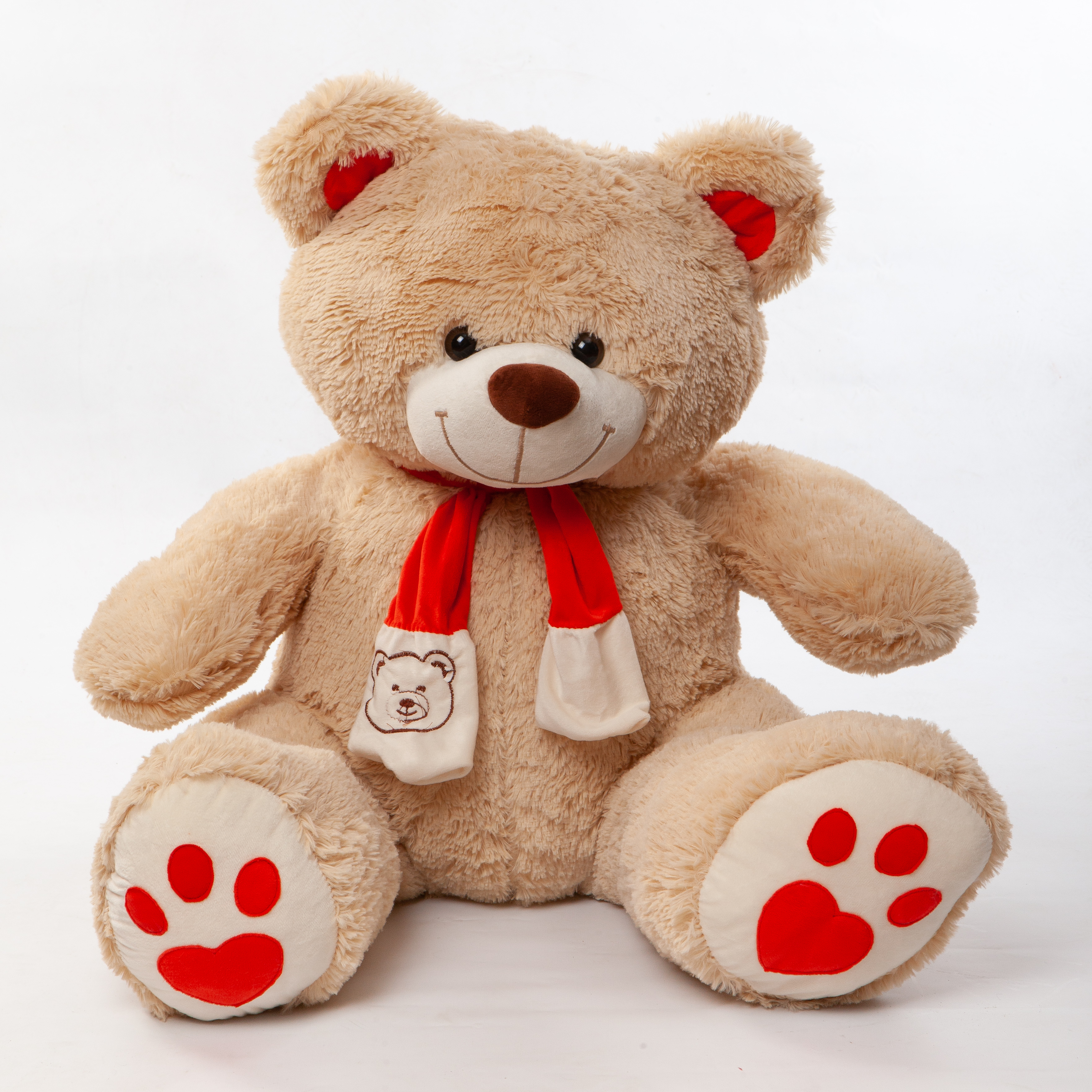 Meškinas Martynas (Martin) su raudona spalva (ausytė, pėdos, šalikas)