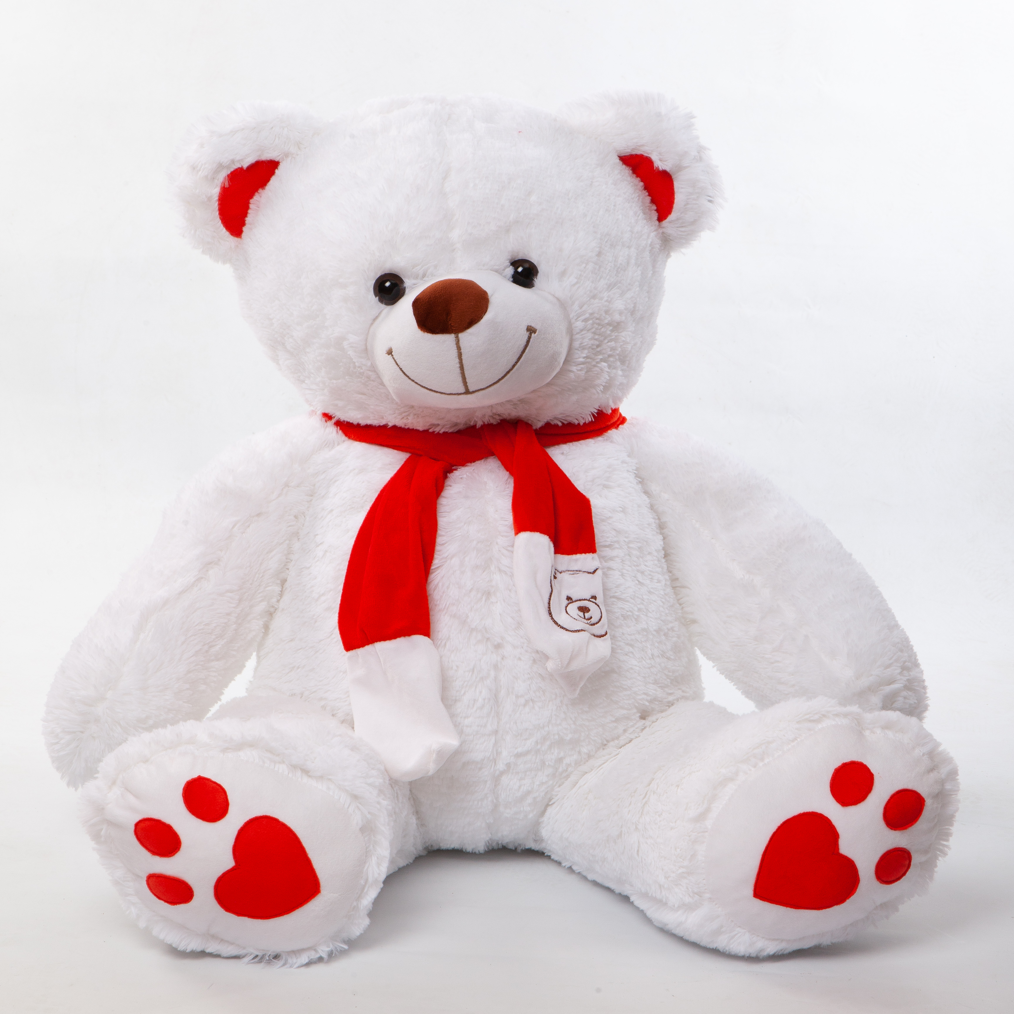 Meškinas Martynas (Martin) su raudona spalva (ausytė, pėdos, šalikas)