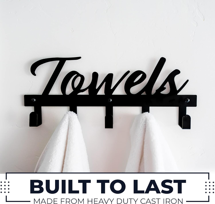 Aesthetic Bathroom Towel Rack for Wall Mount – Space Saving and Easy to Install Towel Holder Hooks - The Perfect Addition to Your Bathroom Decor