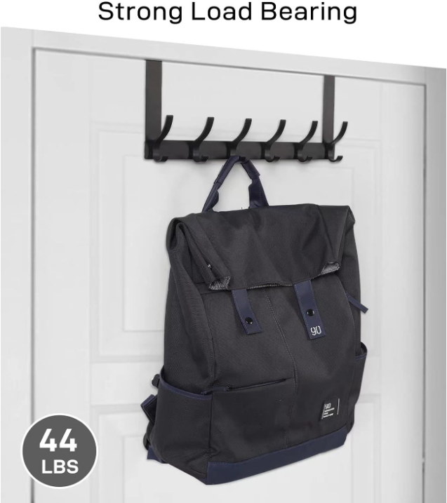 Over The Door Hooks, Door Hanger Hooks, Over The Door Towel Racks for Bathroom with 12 Coat Hooks for Hanging Clothes Coats Towels, Fits 1-3/4" Thick Door