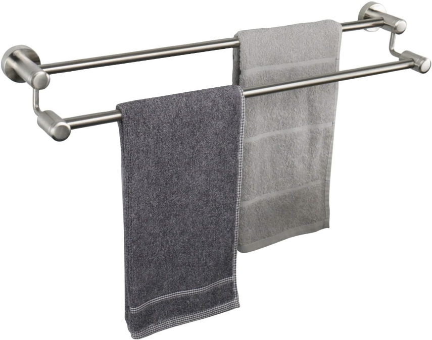 Double Bath Towel Bar - Thicken SUS304 Stainless Steel Towel Rack for Bathroom, Bathroom Accessories Double Towel Rod Heavy Duty Wall Mounted Towel Holder (Brushed,24IN)