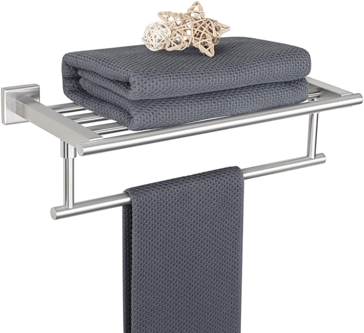 16 Inch Towel Racks for Bathroom, Towel Rack Wall Wounted with Tower Bars, SUS 304 Stainless Steel Bathroom Shelf, Heavy Duty Hand Towel Holder (Brushed Nickel)