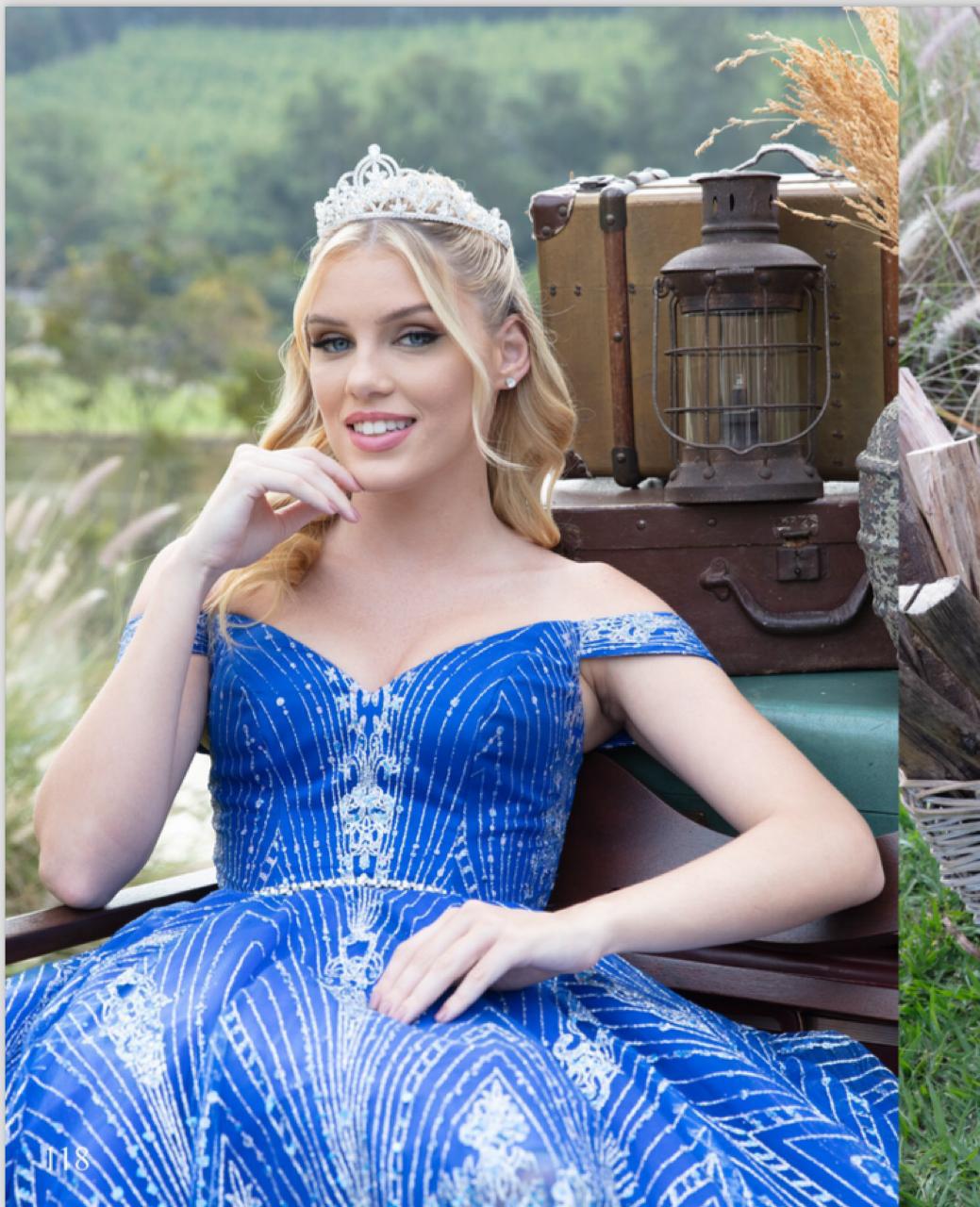 Vestido debutante curto e saia longa removível (AZUL).