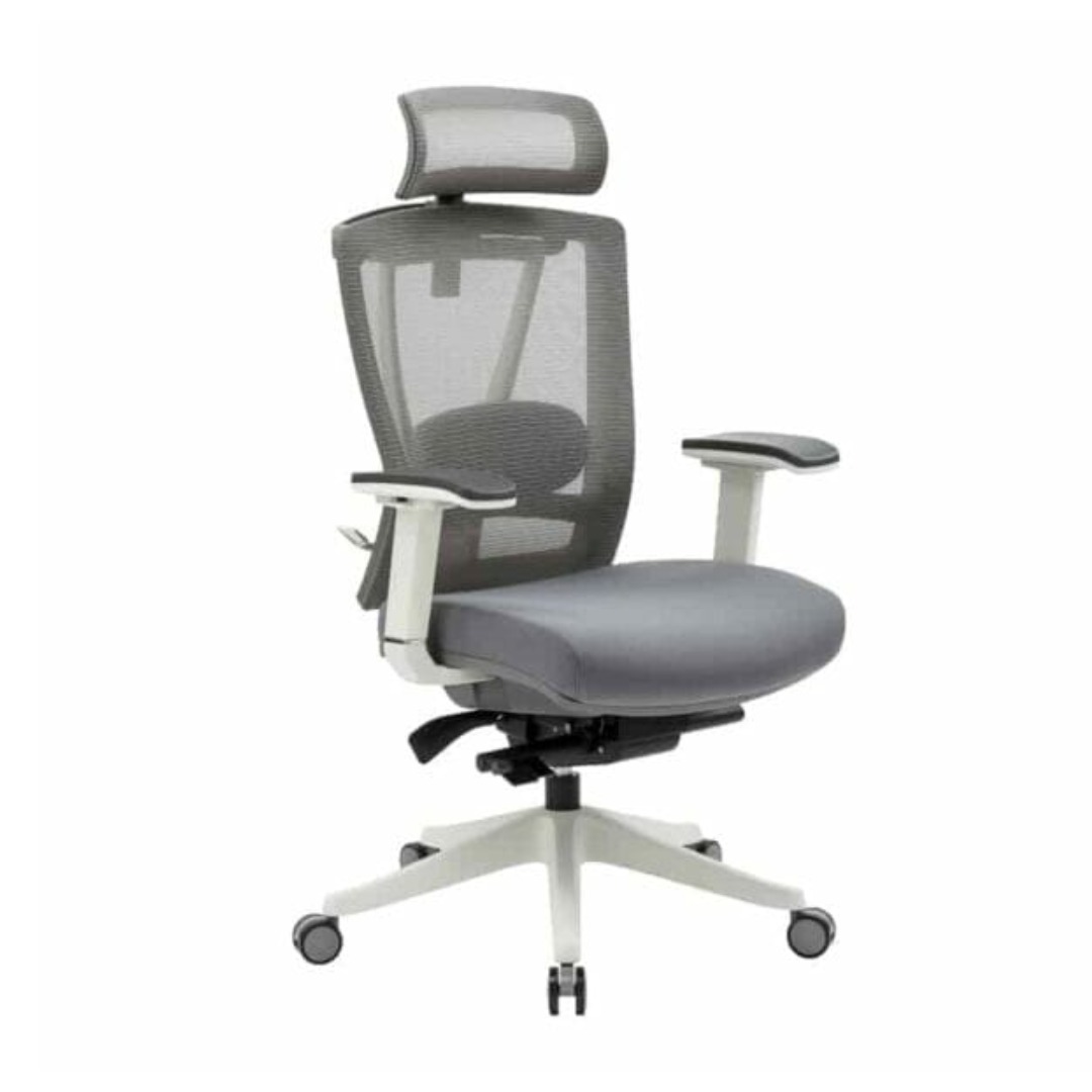 Silla Ejecutiva Mesh Color Gris Estructura Blanca