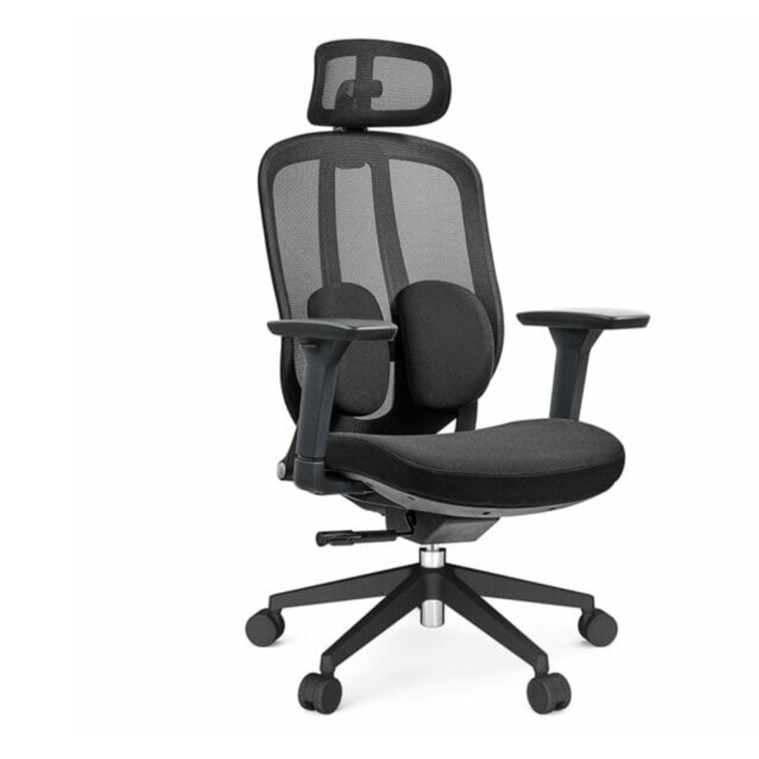 Silla Ejecutiva Organic Mesh Y Tela Negra Base Negra