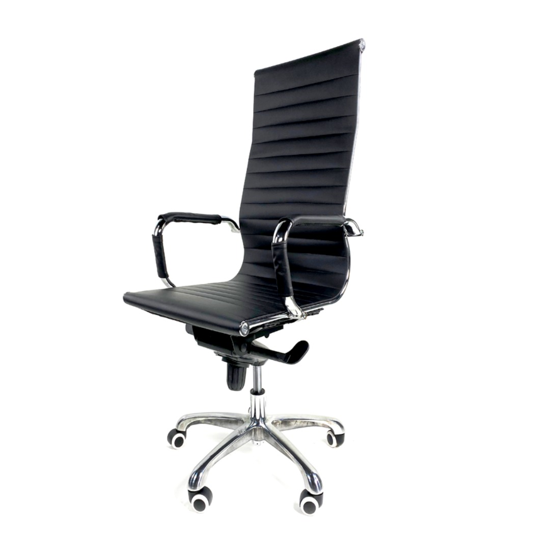 Silla Ejecutiva Vista Vinipiel Negra Base Cromada