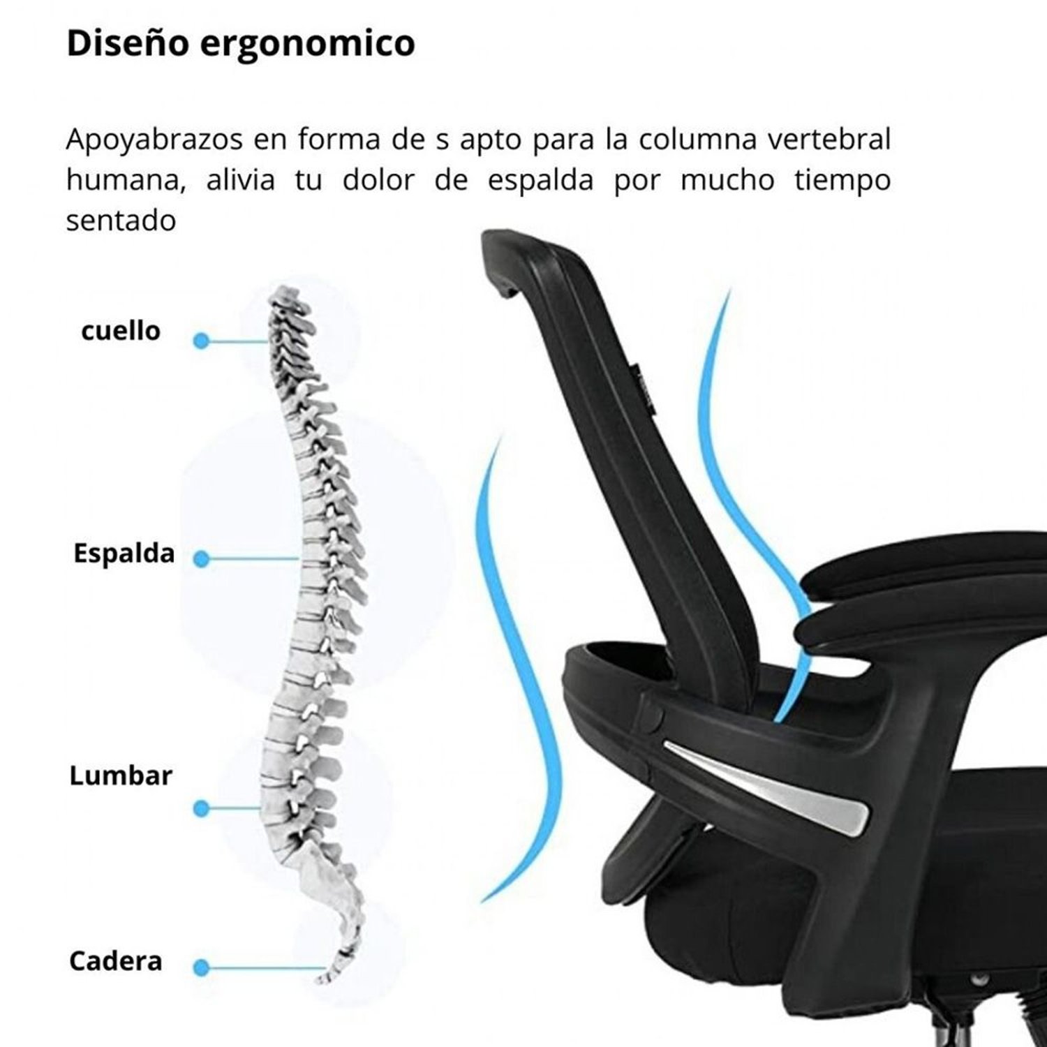 Silla Operativa E104 Mesh Y Tela Color Negro
