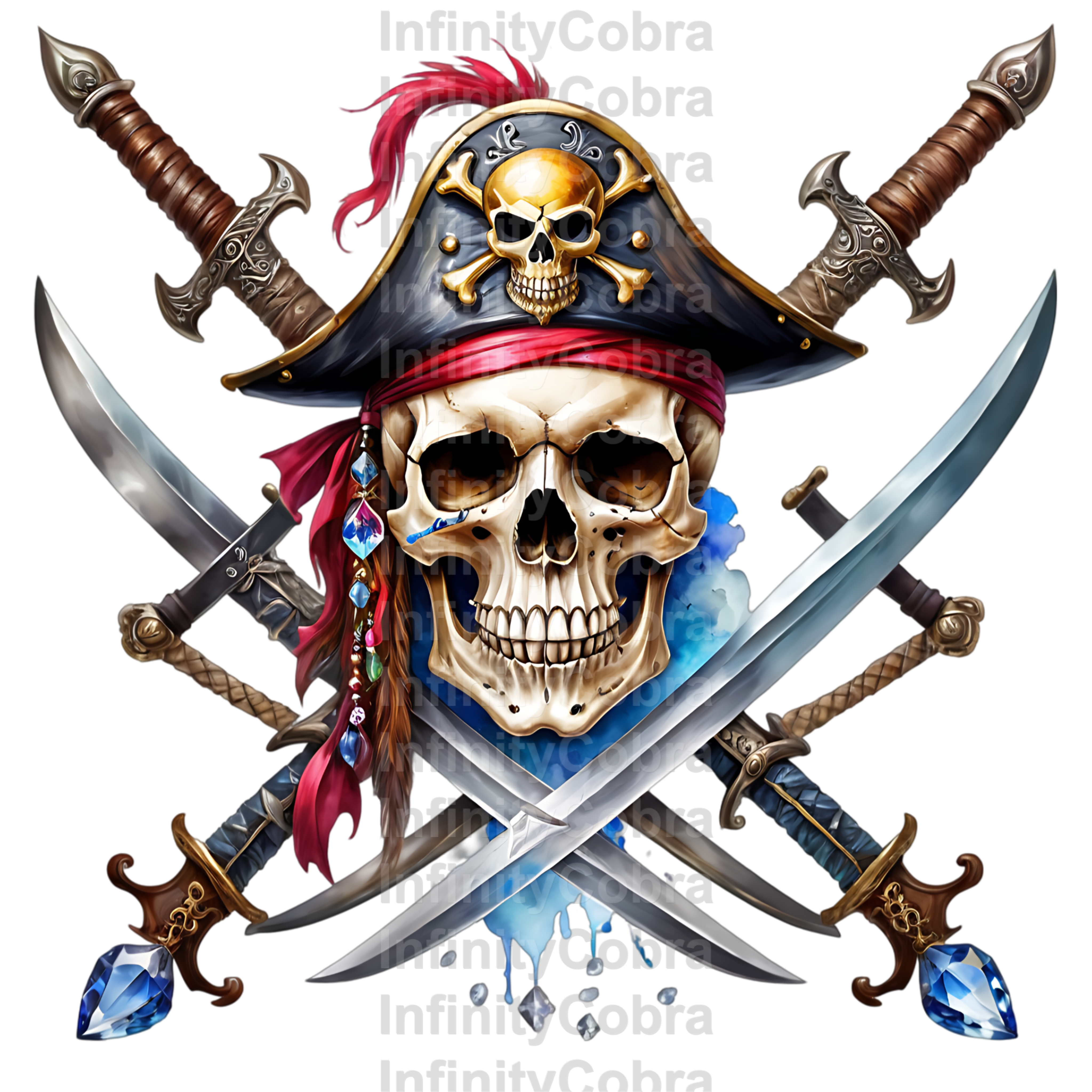 PIRATE SKULL WITH SWORDS.