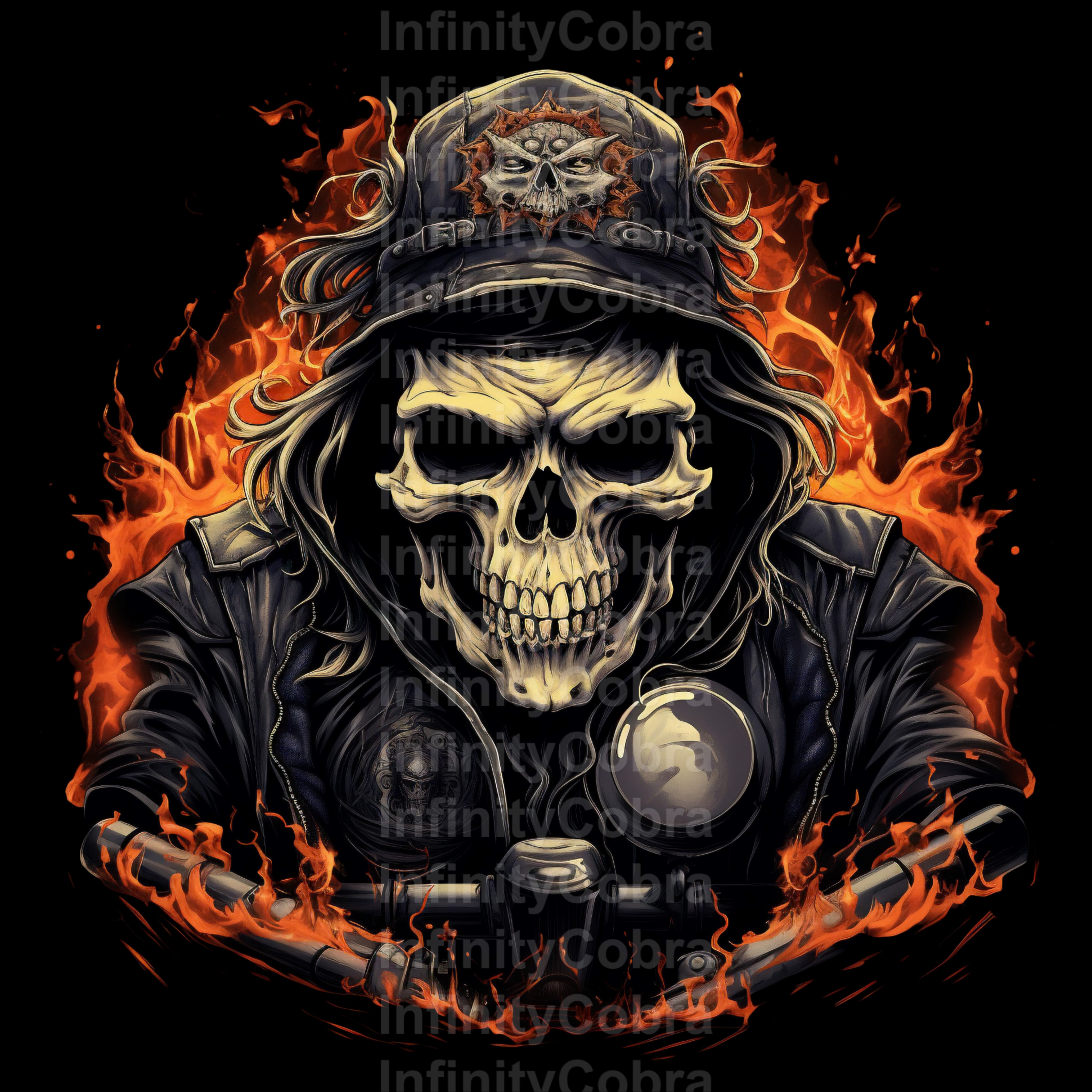 MOTOCYCLE SKULL ON FIRE