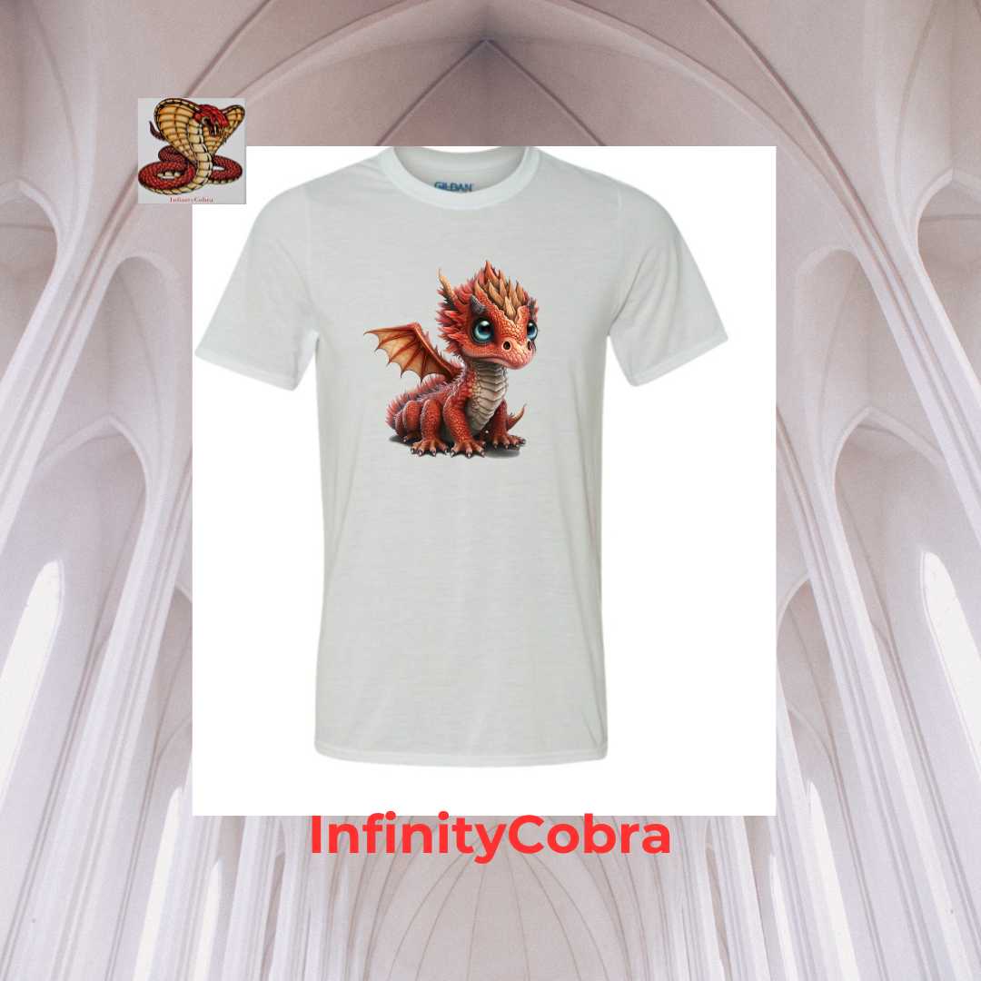 Dragon design white t-shirt/T-shirt blanc avec design dragon